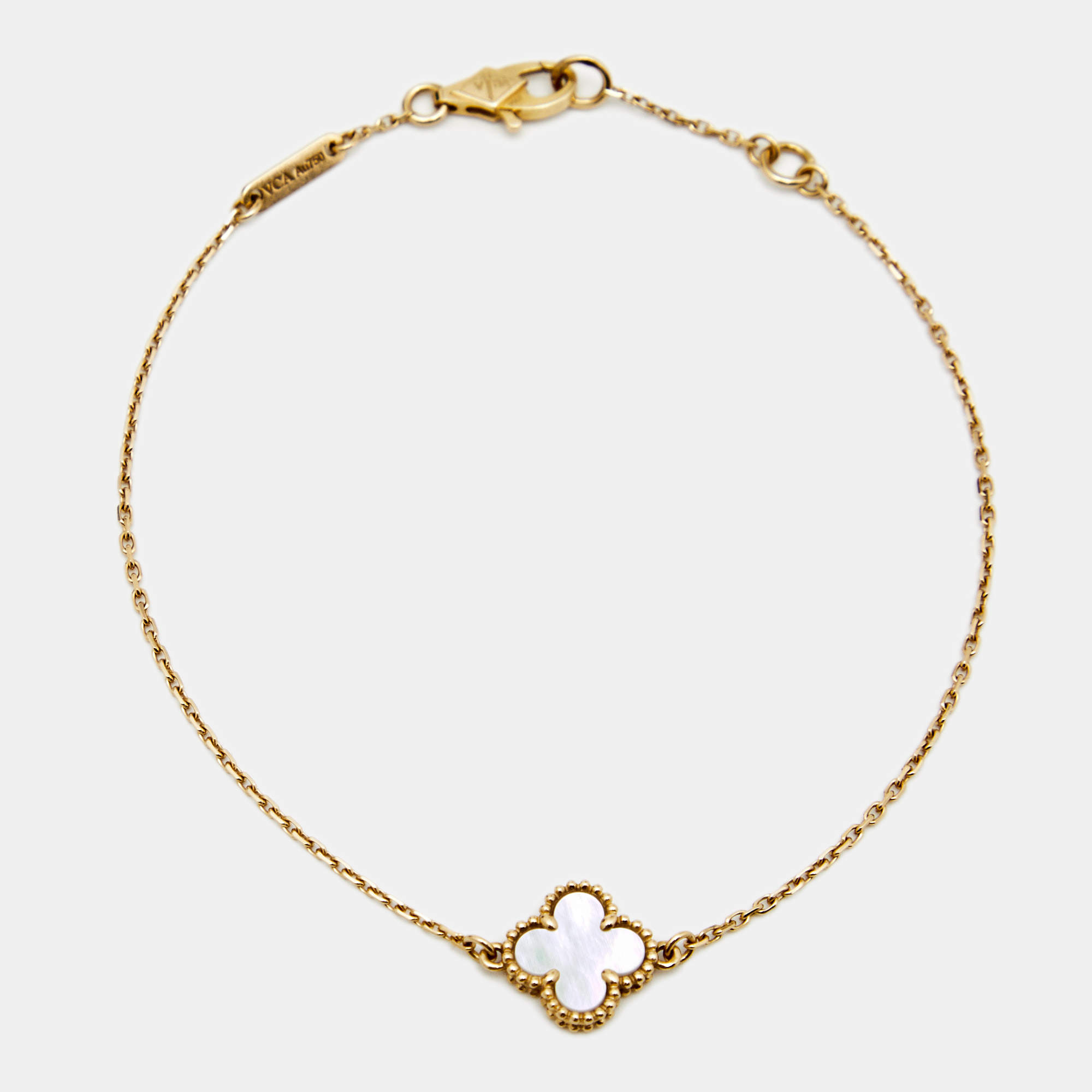 Pre Owned Van Cleef & Arpels Sweet Alhambra Mother of Pearl 18K Yellow Gold Bracelet