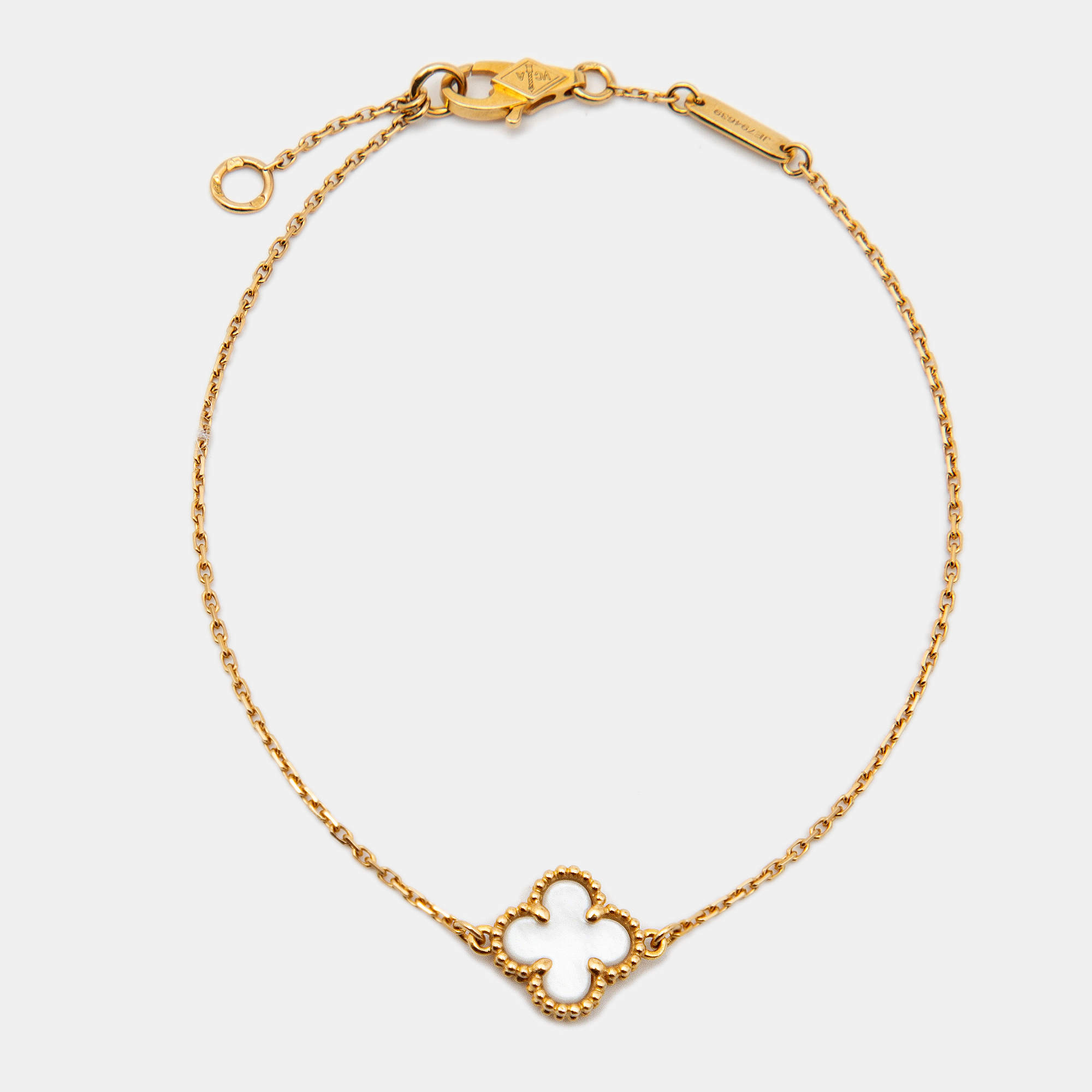 Pre Owned Van Cleef & Arpels Sweet Alhambra Mother of Pearl 18k Yellow Gold Bracelet