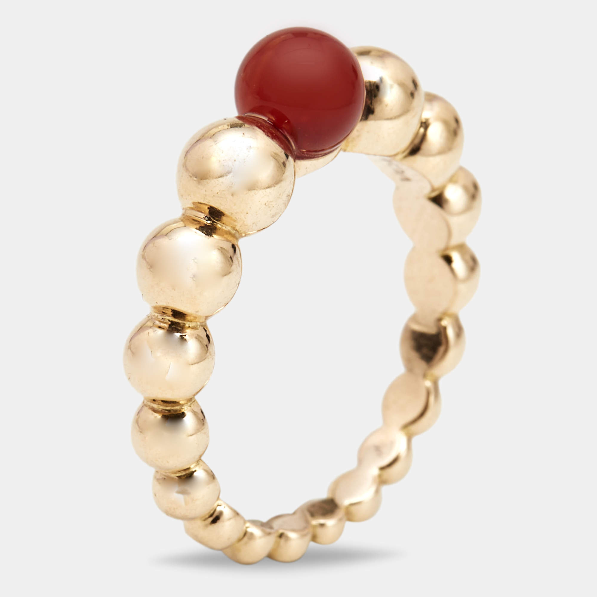 Van Cleef & Arpels Perlée Variation Couleurs Carnelian 18k Rose Gold Ring Size 51