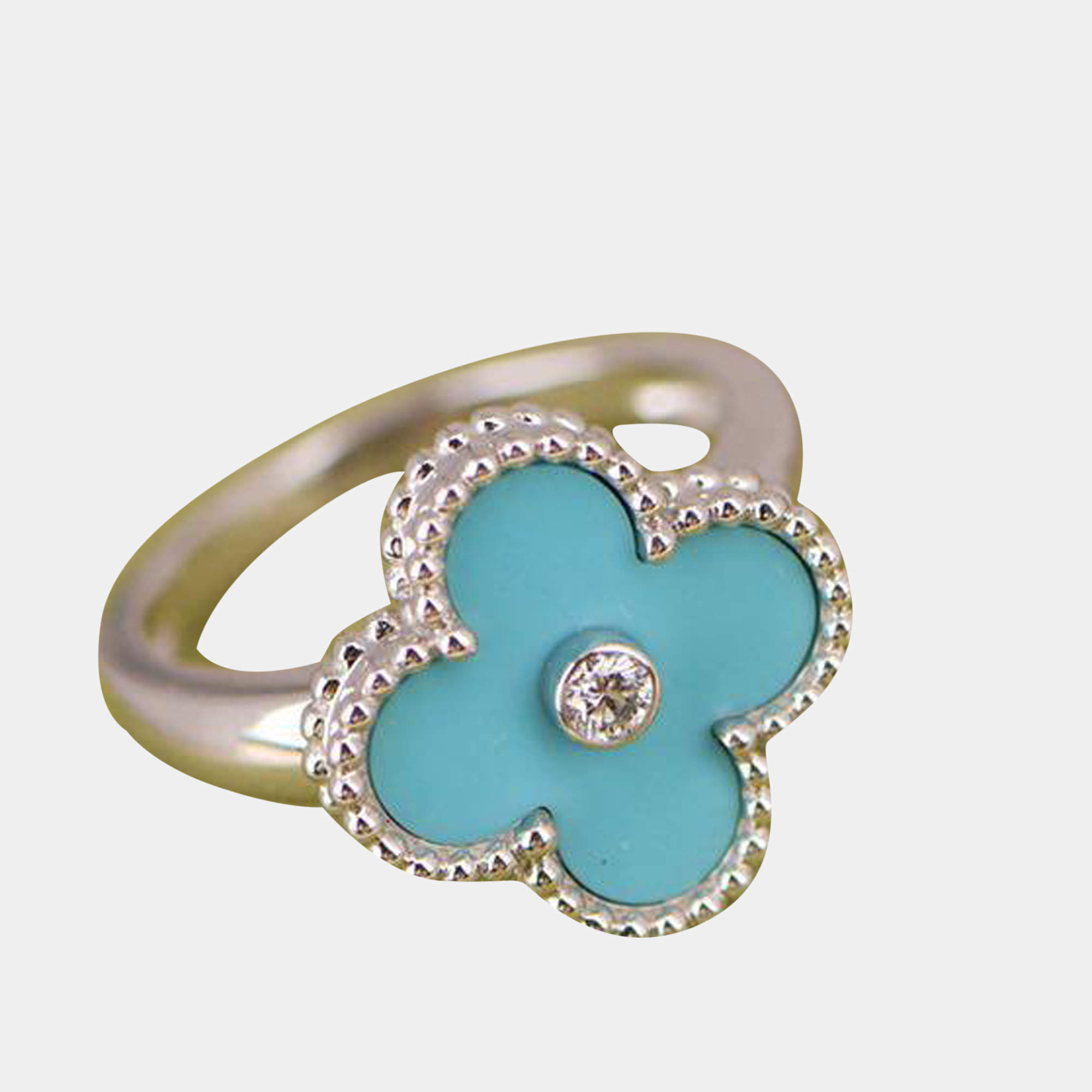 مملوكة مسبقًا Van Cleef & Arpels Alhambra Turquoise White Gold Diamond Ring