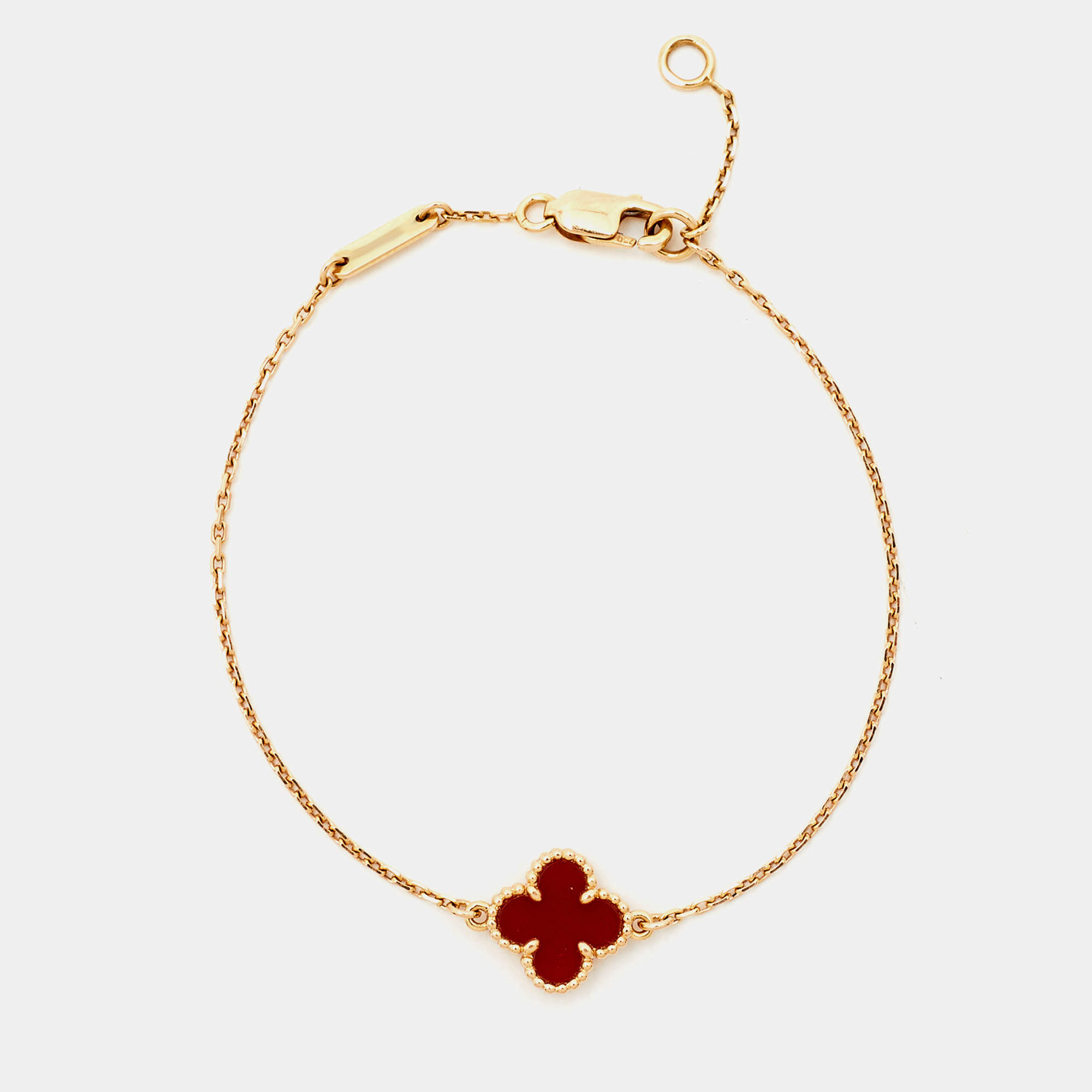 Pre Owned Van Cleef & Arpels Sweet Alhambra Carnelian 18k Rose Gold Bracelet