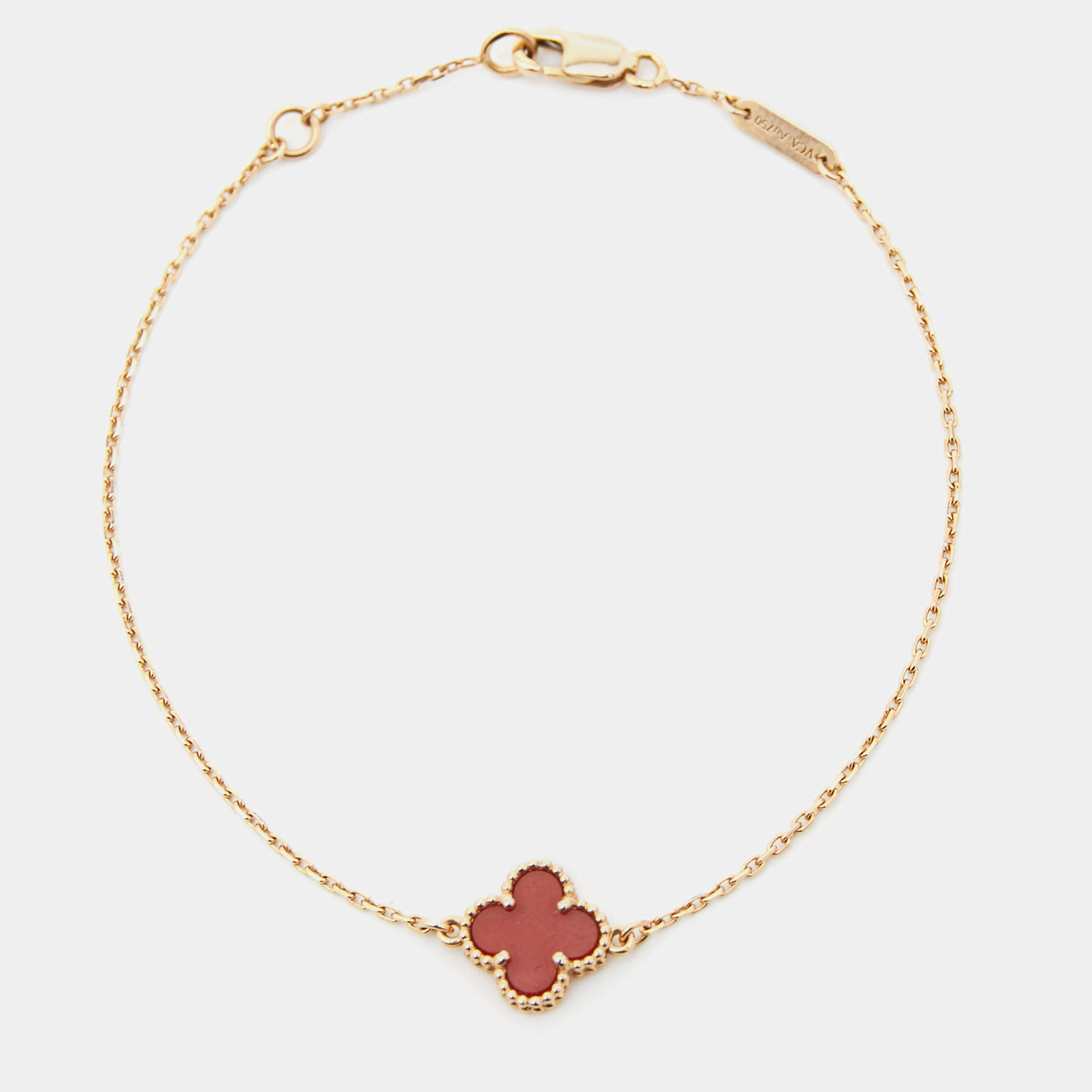 مملوكة مسبقًا Van Cleef & Arpels Sweet Alhambra Carnelian 18k Rose Gold Bracelet