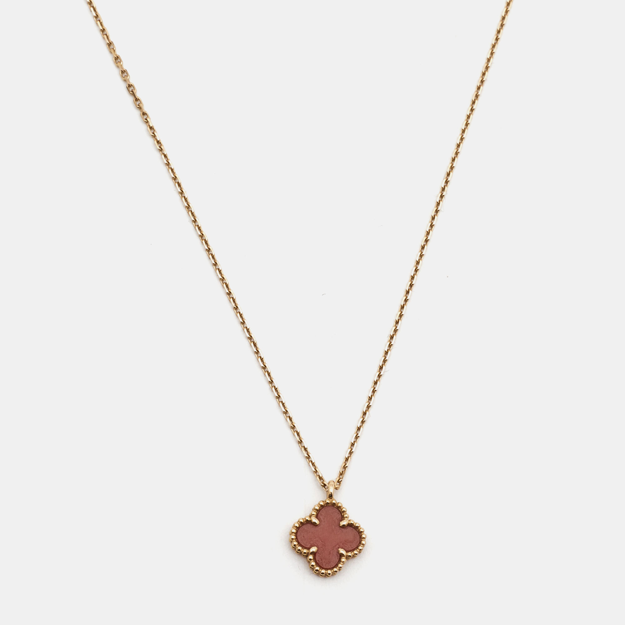 مملوكة مسبقًا Van Cleef & Arpels Sweet Alhambra Carnelian 18k Rose Gold Pendant Necklace