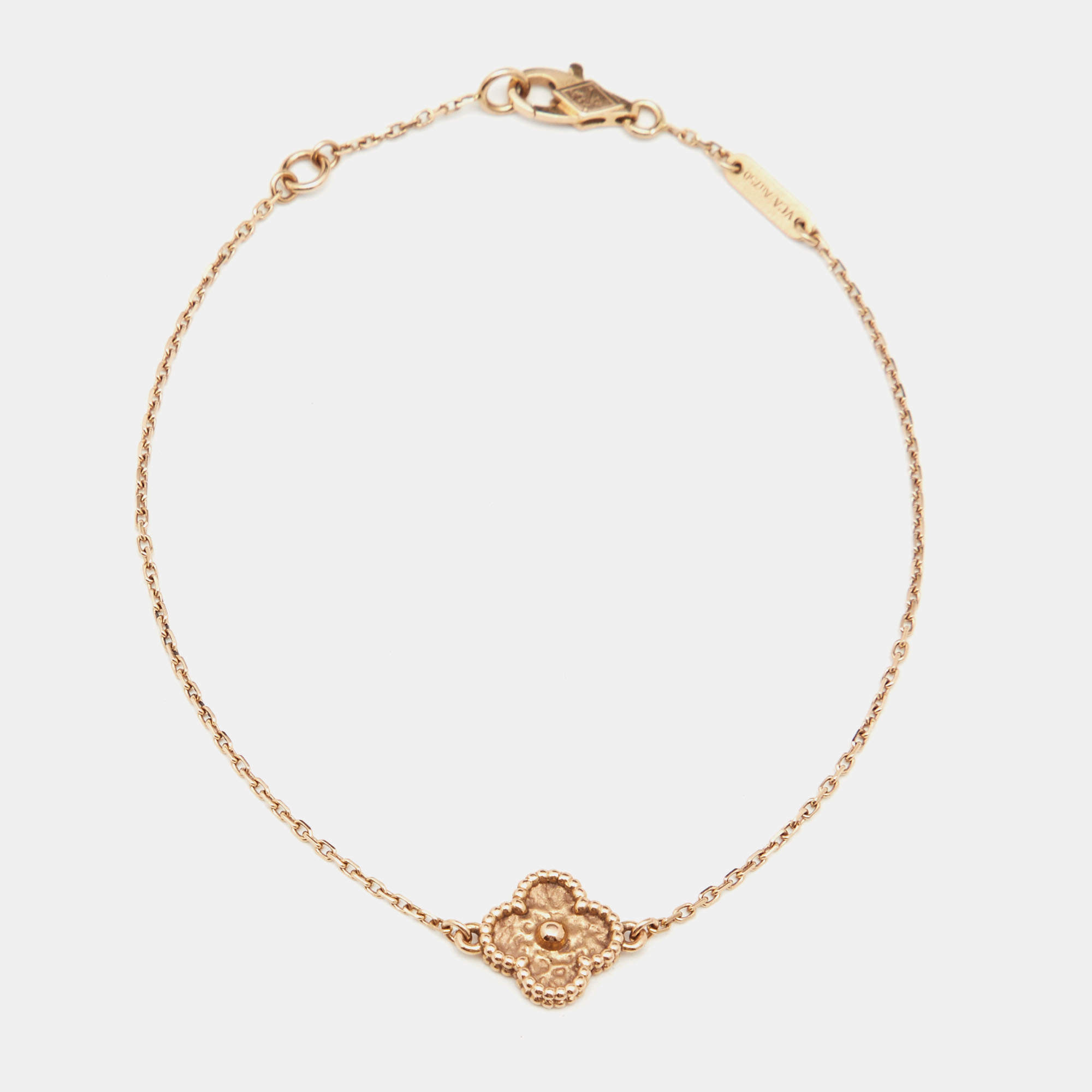 Pre Owned Van Cleef & Arpels Sweet Alhambra Textured 18k Rose Gold Bracelet