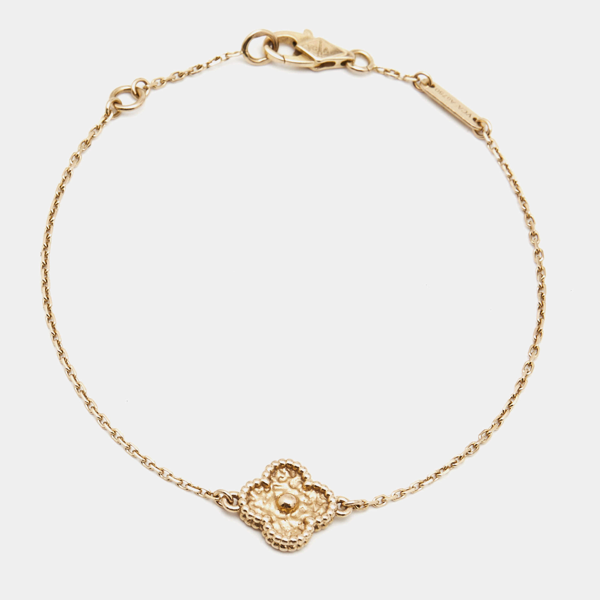 Pre Owned Van Cleef & Arpels Sweet Alhambra Textured 18k Rose Gold Bracelet