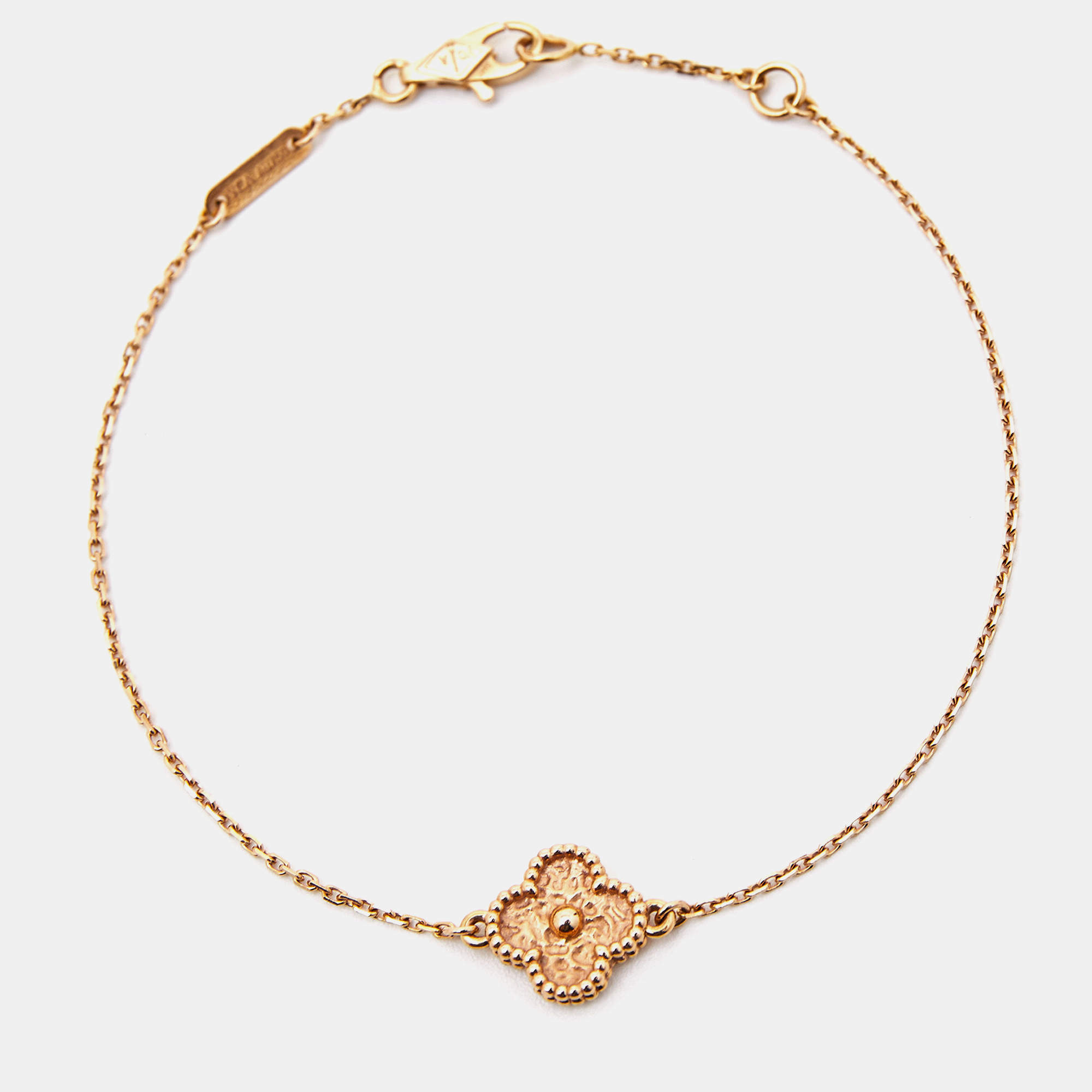 Pre Owned Van Cleef & Arpels Sweet Alhambra Textured 18k Rose Gold Bracelet