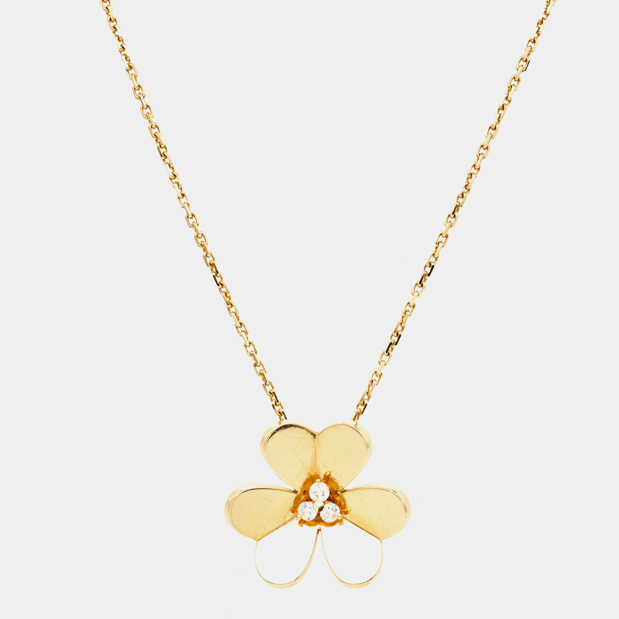 Pre Owned Van Cleef & Arpels Frivole Diamond 18K Yellow Gold Pendant Necklace