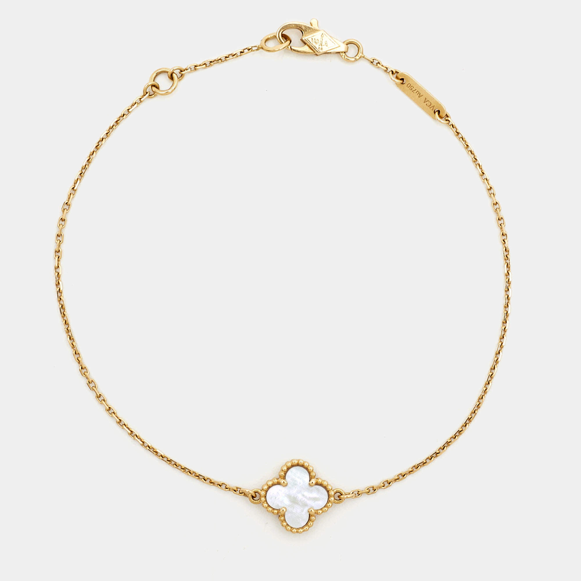 Pre Owned Van Cleef & Arpels Sweet Alhambra Mother of Pearl 18K Yellow Gold Bracelet