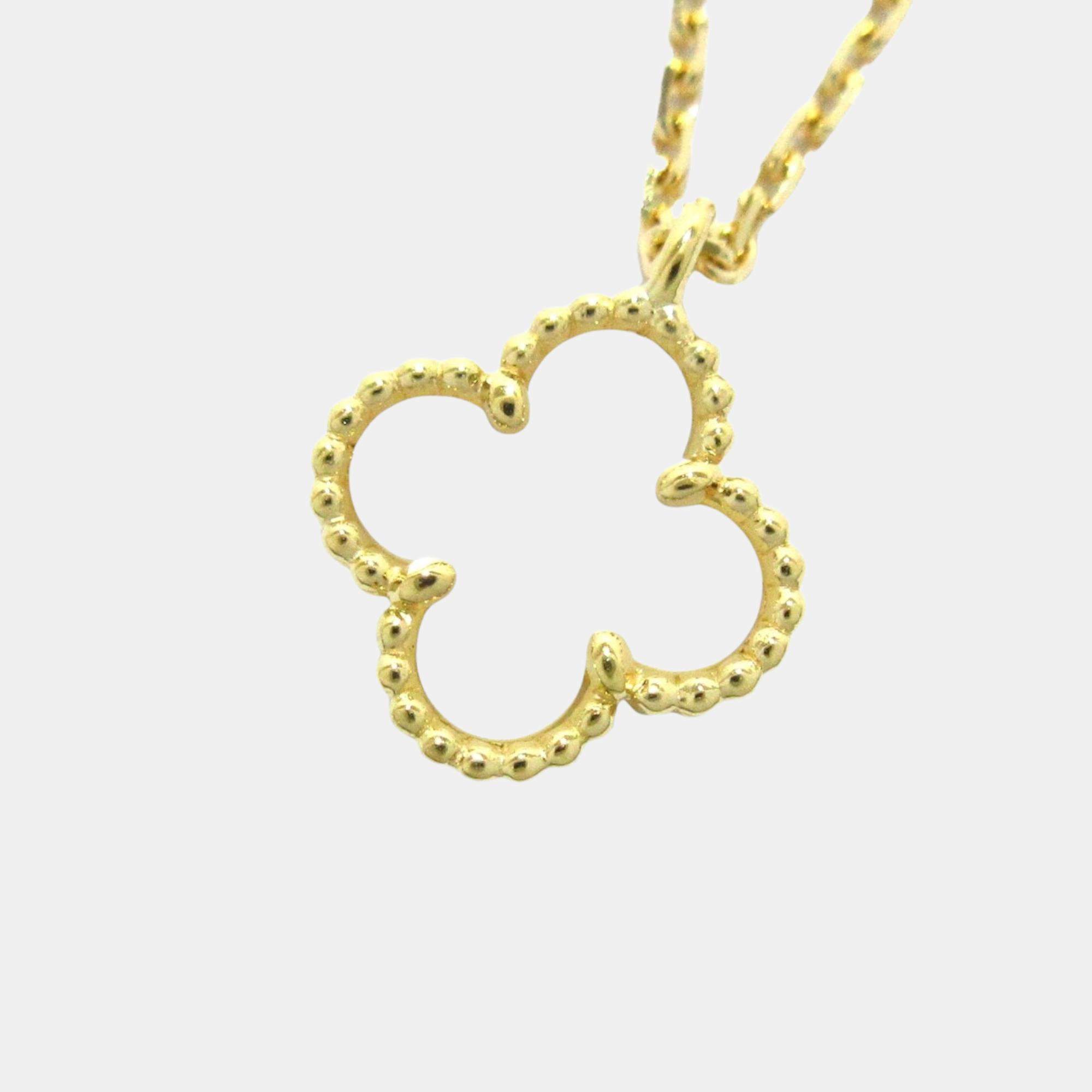 Pre Owned Van Cleef & Arpels 18K Yellow Gold, Mother of Pearl Vintage Alhambra Pendant Necklace