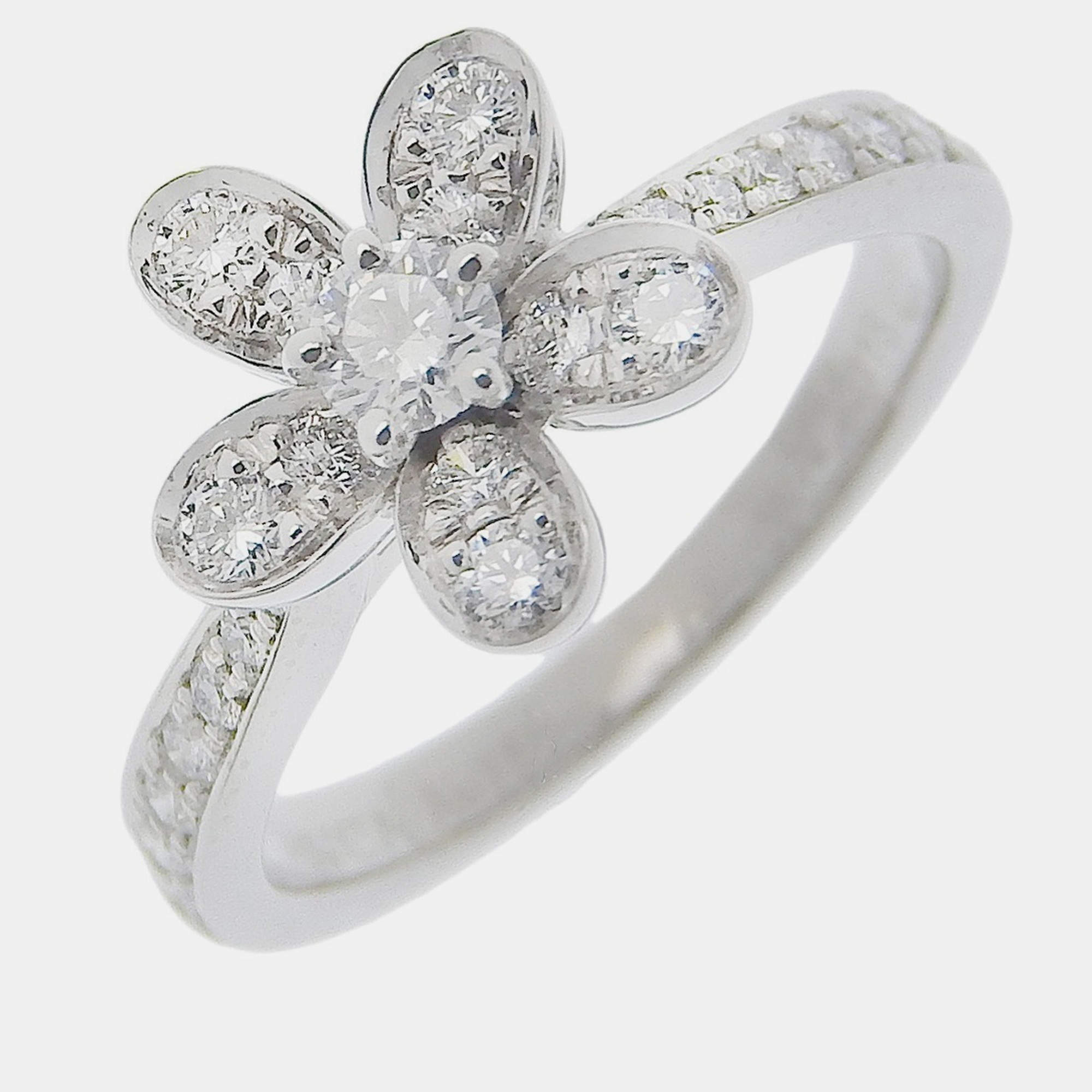 Van Cleef & Arpels 18K White Gold and Diamond Socrates Ring EU 48