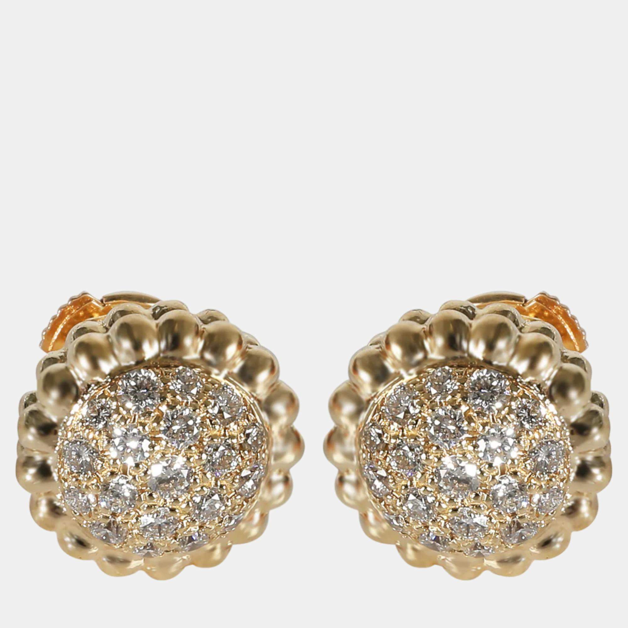 Van Cleef & Arpels 18k Yellow Gold Perlee Earrings