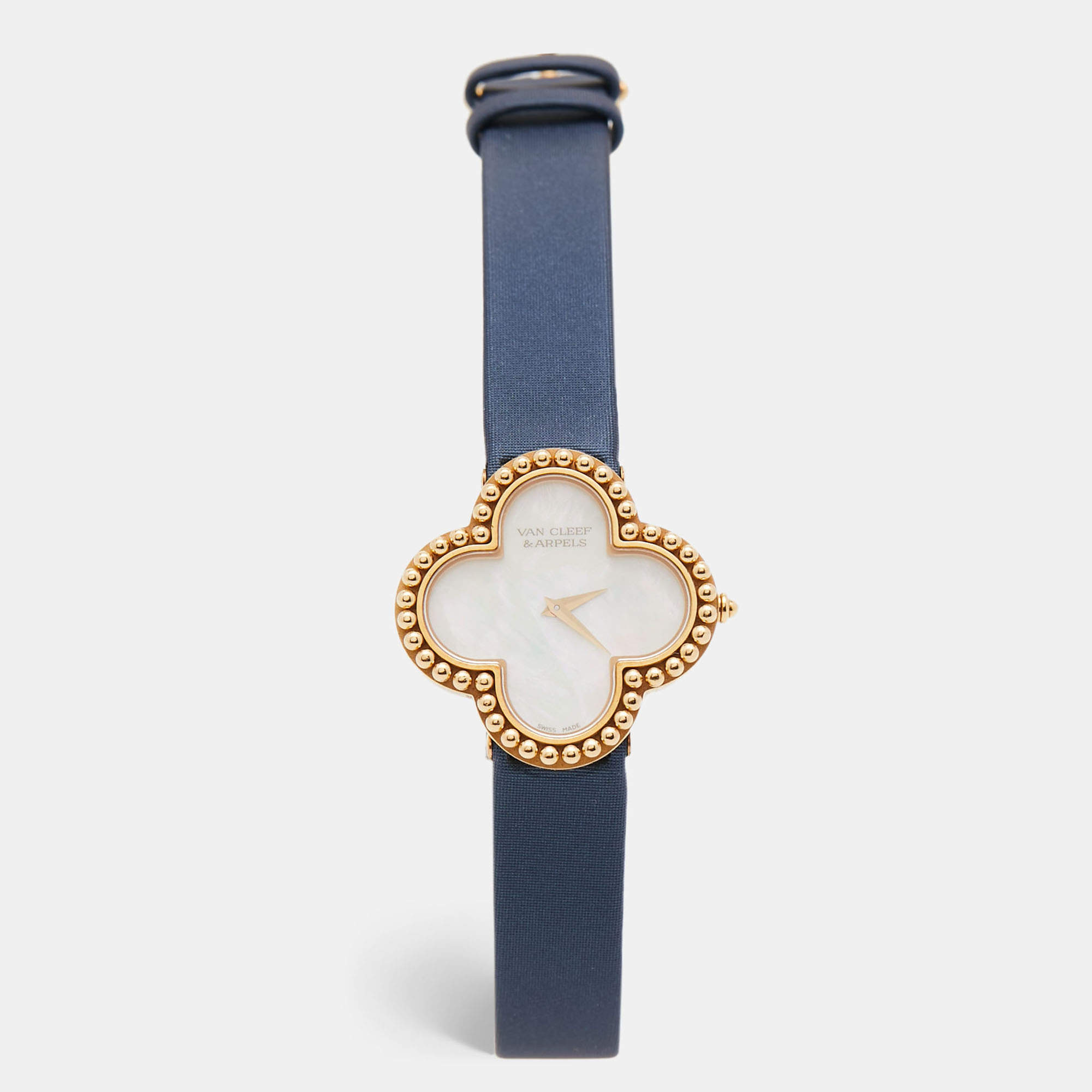 Van Cleef & Arpels Mother Of Pearl 18K Yellow Gold Satin Alhambra VCARD22000 Women's Wristwatch 29 mm