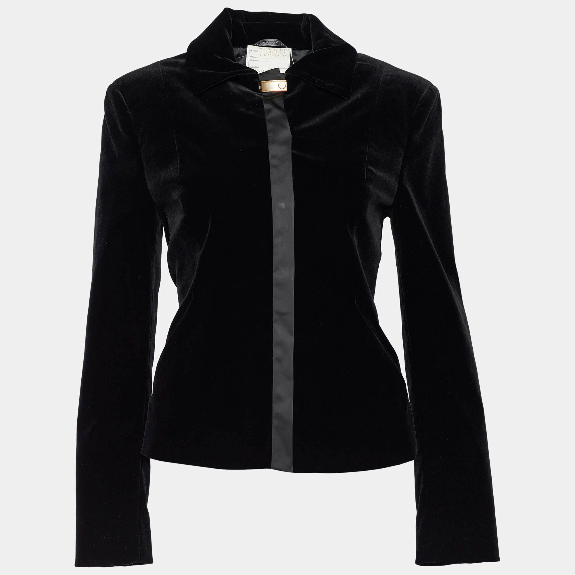 Versace Classic V2 Black Velvet Button Front Blazer M