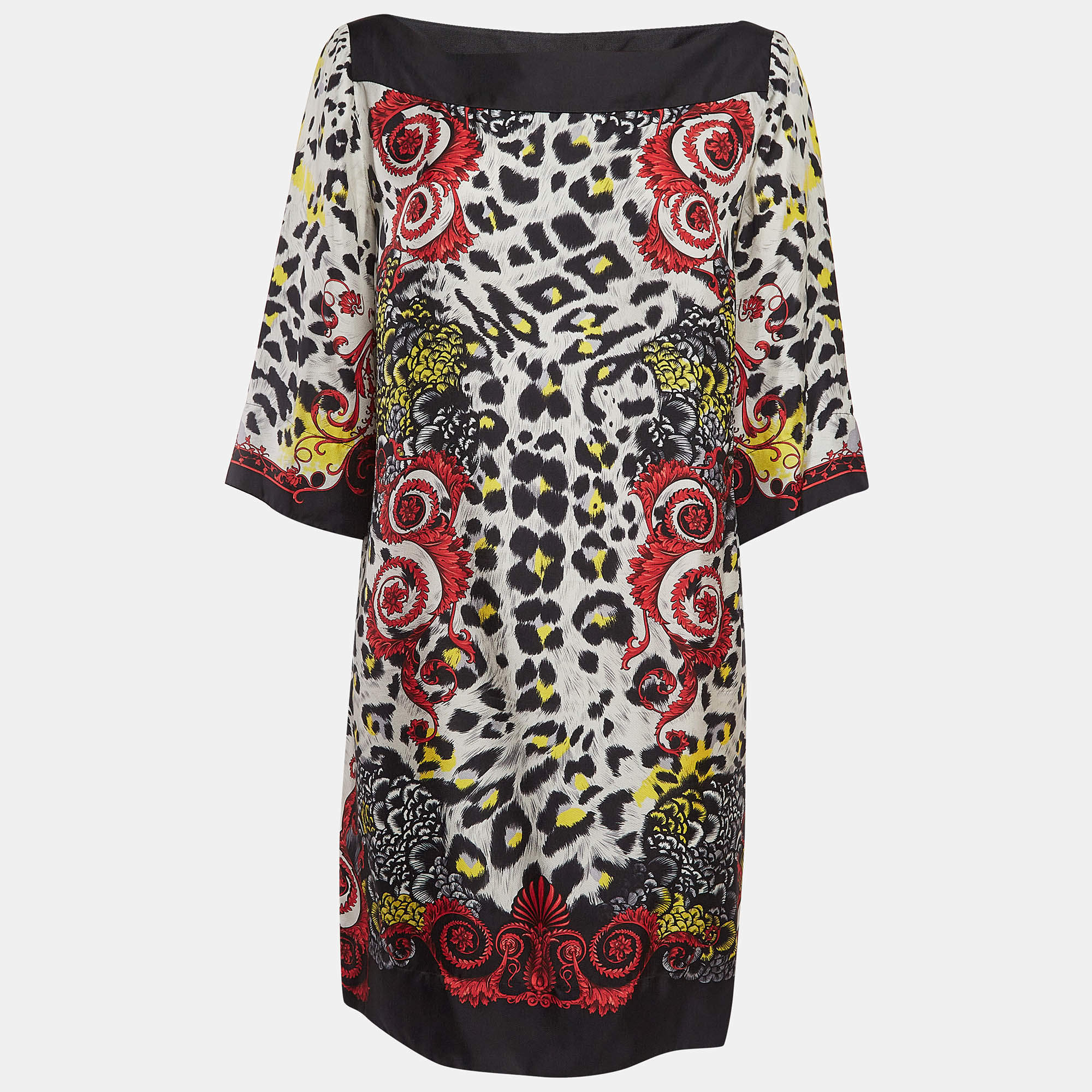 Versace Collection Multicolor Printed Silk Mini Dress XL