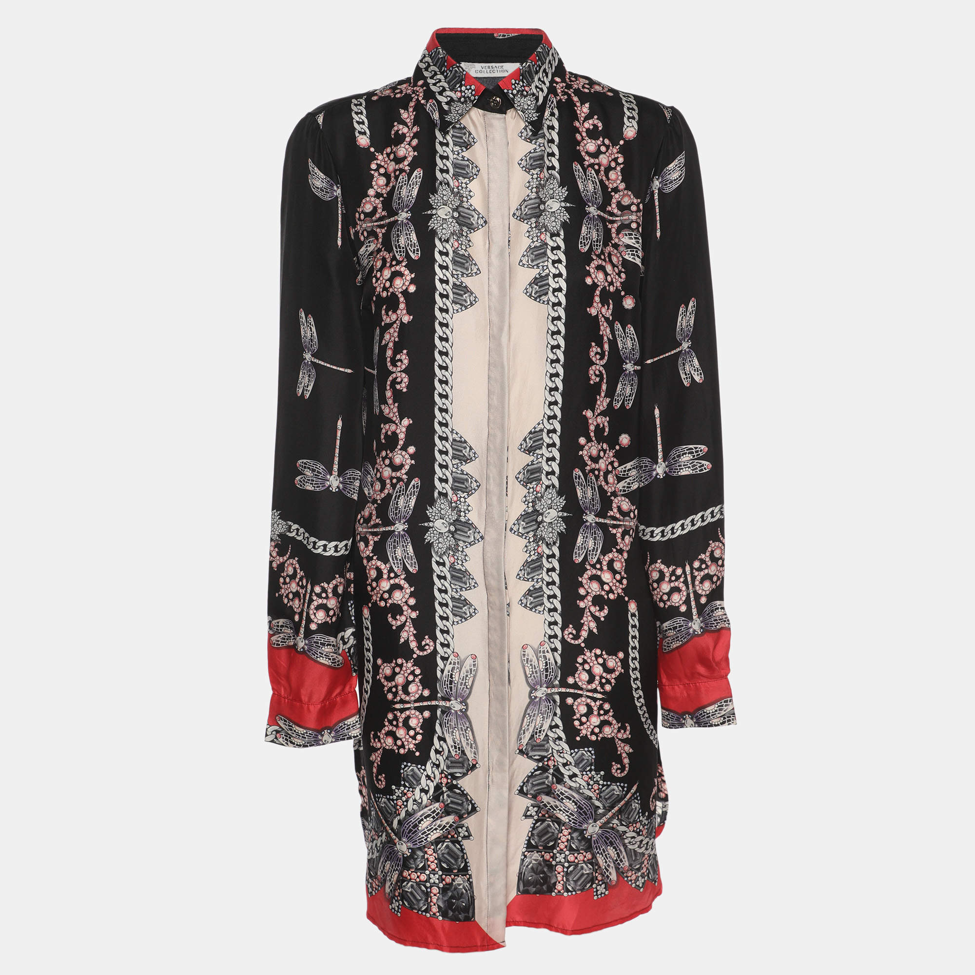 Pre Owned Versace Collection Multicolor Printed Silk Long Shirt XL