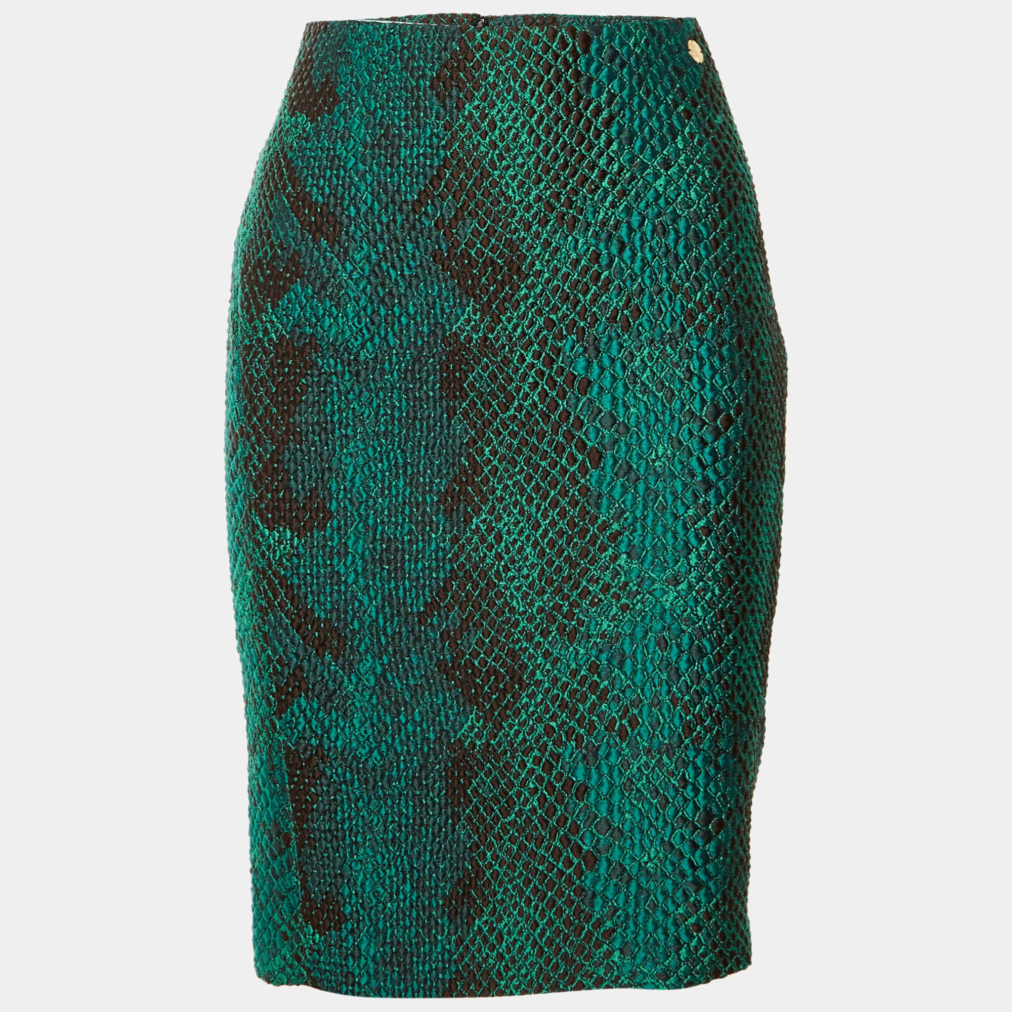 Pre Owned تنورة فيرساتشي كولكشن قماش مُحبحب أخضر صغيرة - ميديوم