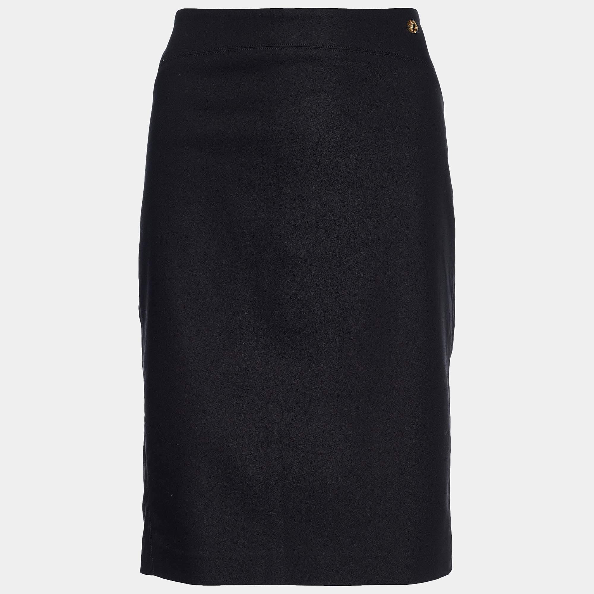 Versace Collection Black Cotton Knit Pencil Skirt L
