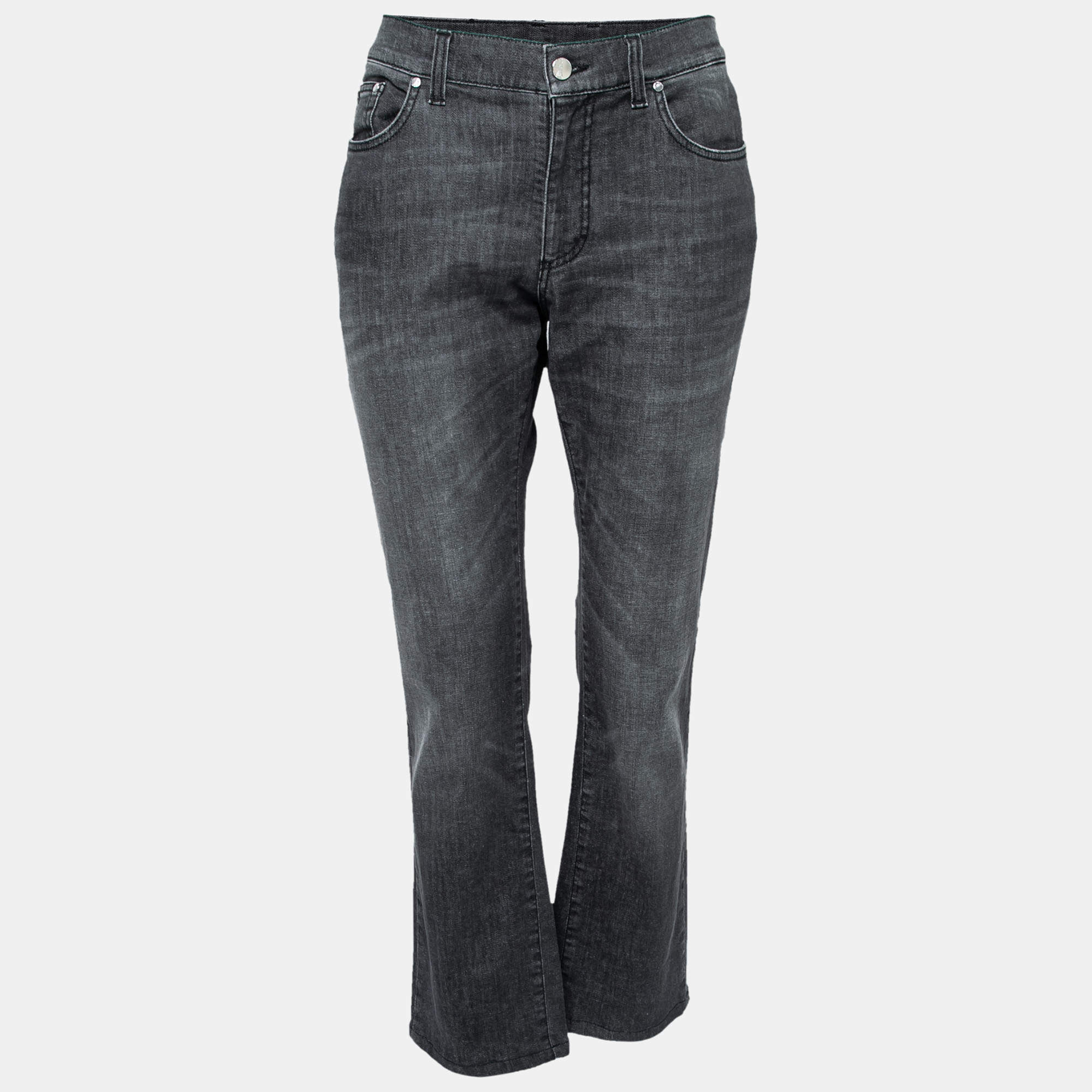 Versace Collection Charcoal Grey Denim Straight Leg Jeans M Waist 32"