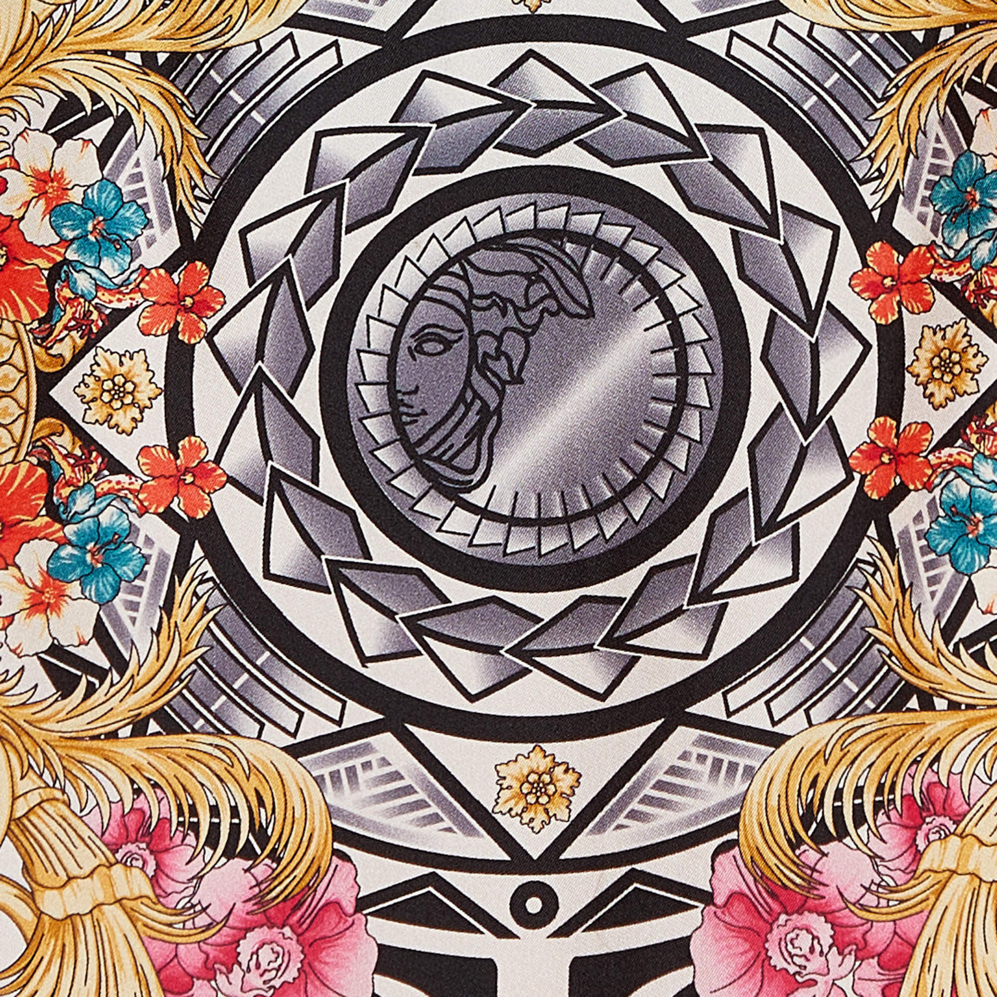 Versace Collection Multicolor Printed Silk & Jersey Hi-Low