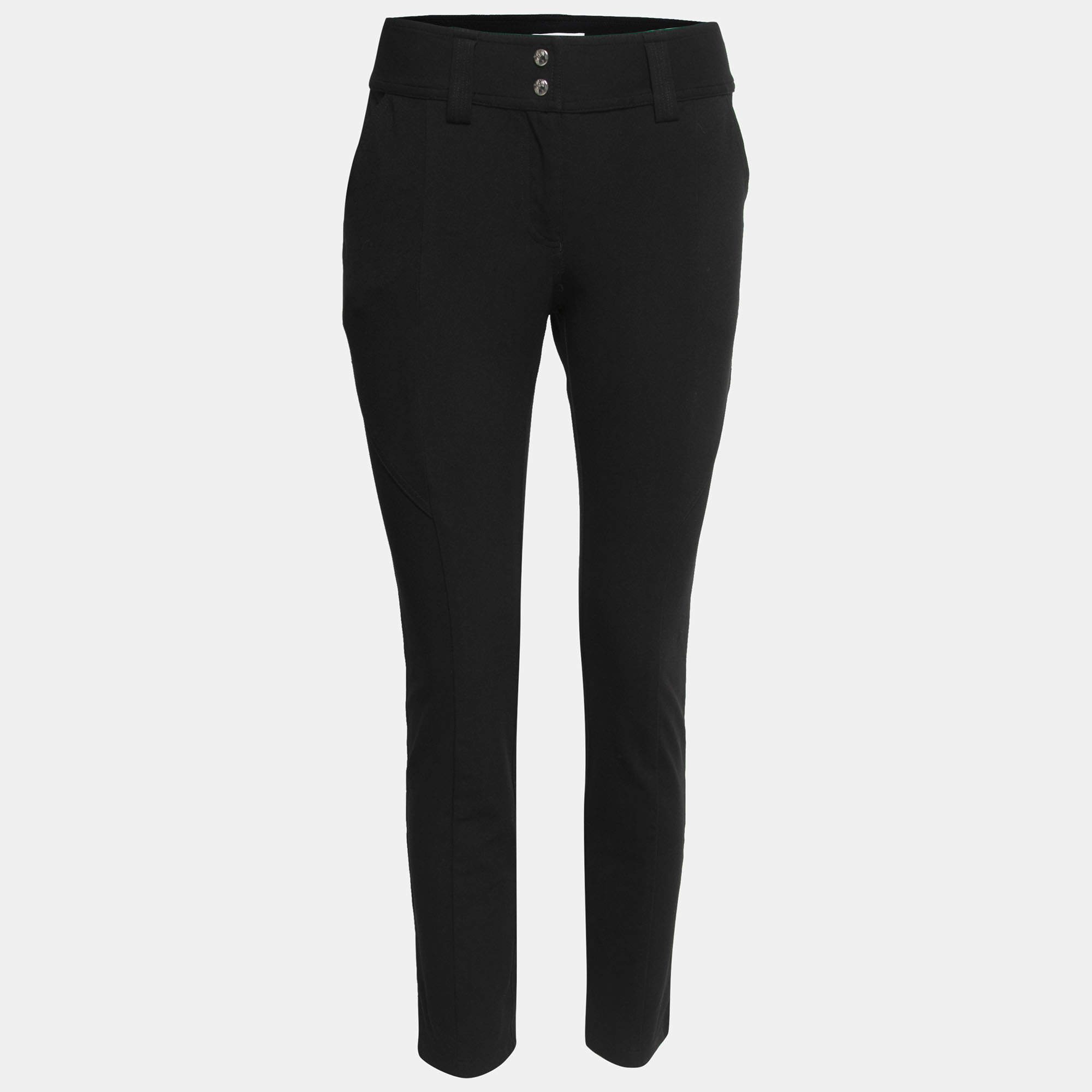Pre Owned Versace Collection Black Stretch Knit Slim Fit Trousers L