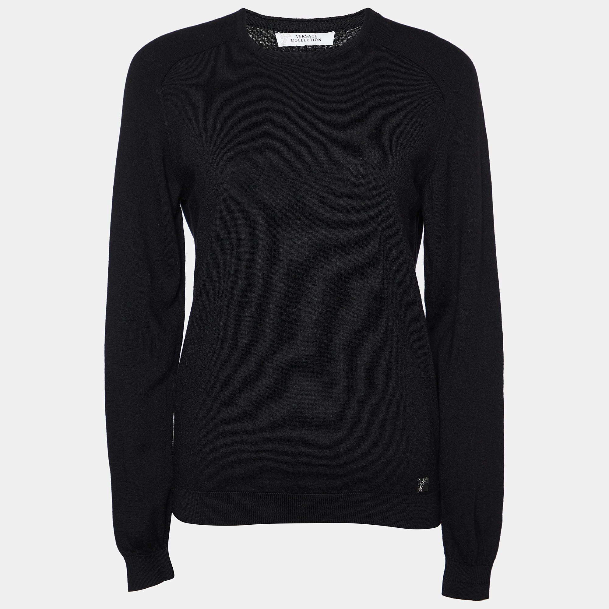 Versace Collection Black Wool Long Sleeve Sweater L