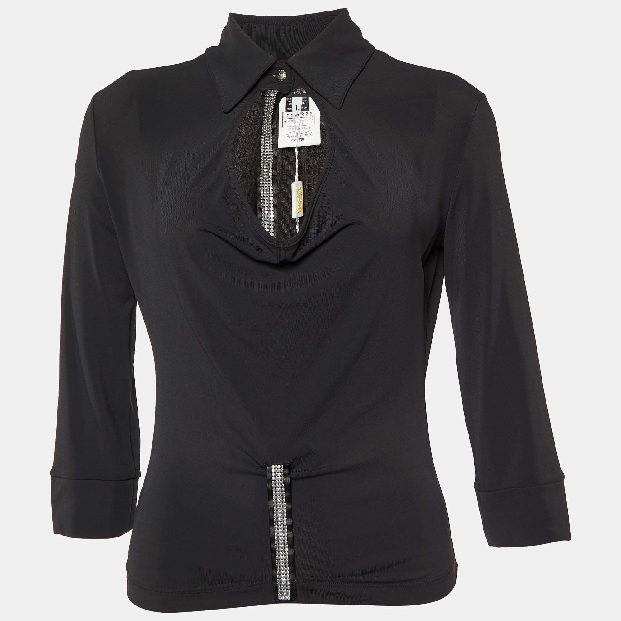 Versace Jeans Couture Black Jersey Trim Detail T-Shirt L