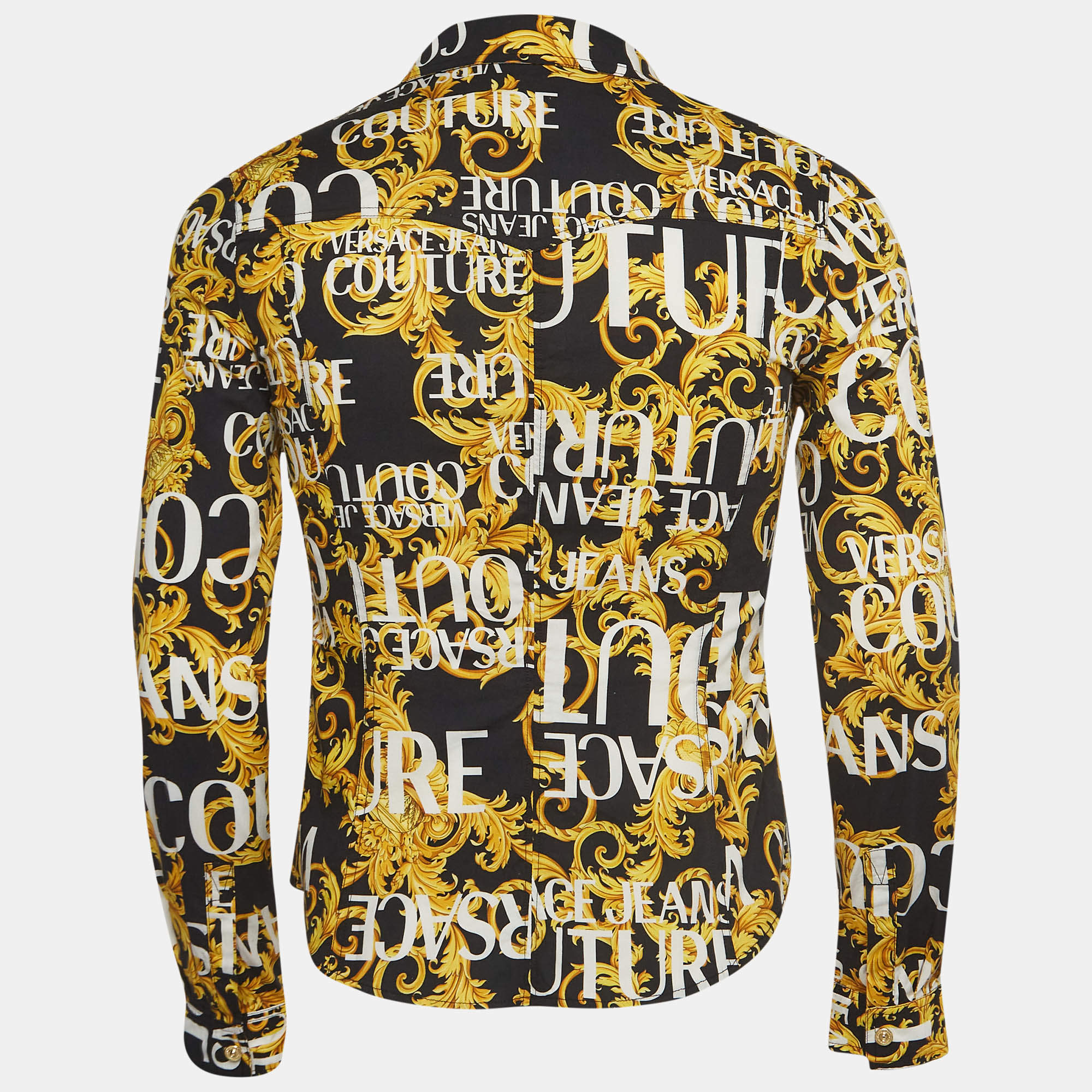 Versace Jeans Couture Black Baroque Printed Cotton Shirt L