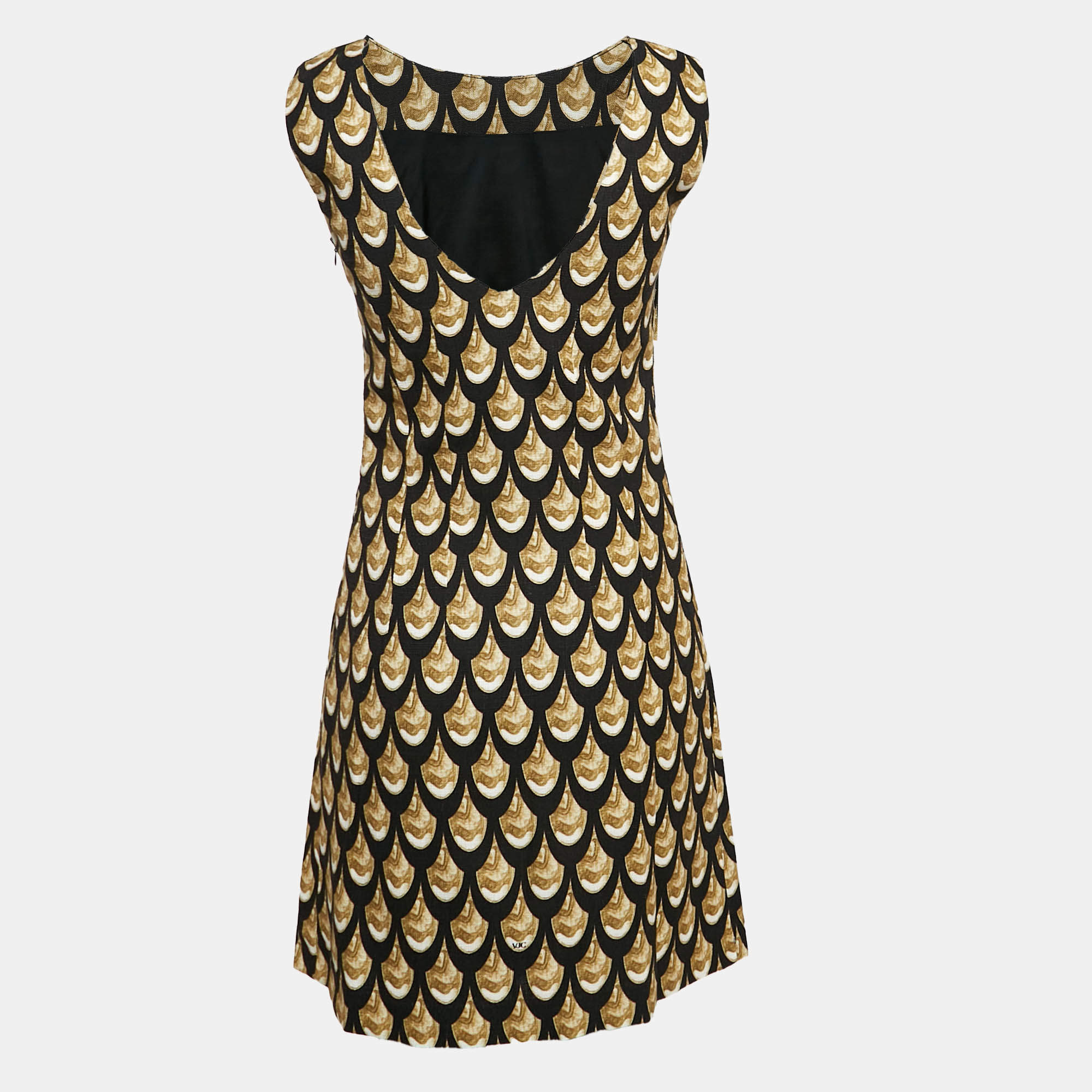 Versace Jeans Couture Black Printed Cotton Blend Sleeveless Mini Dress S