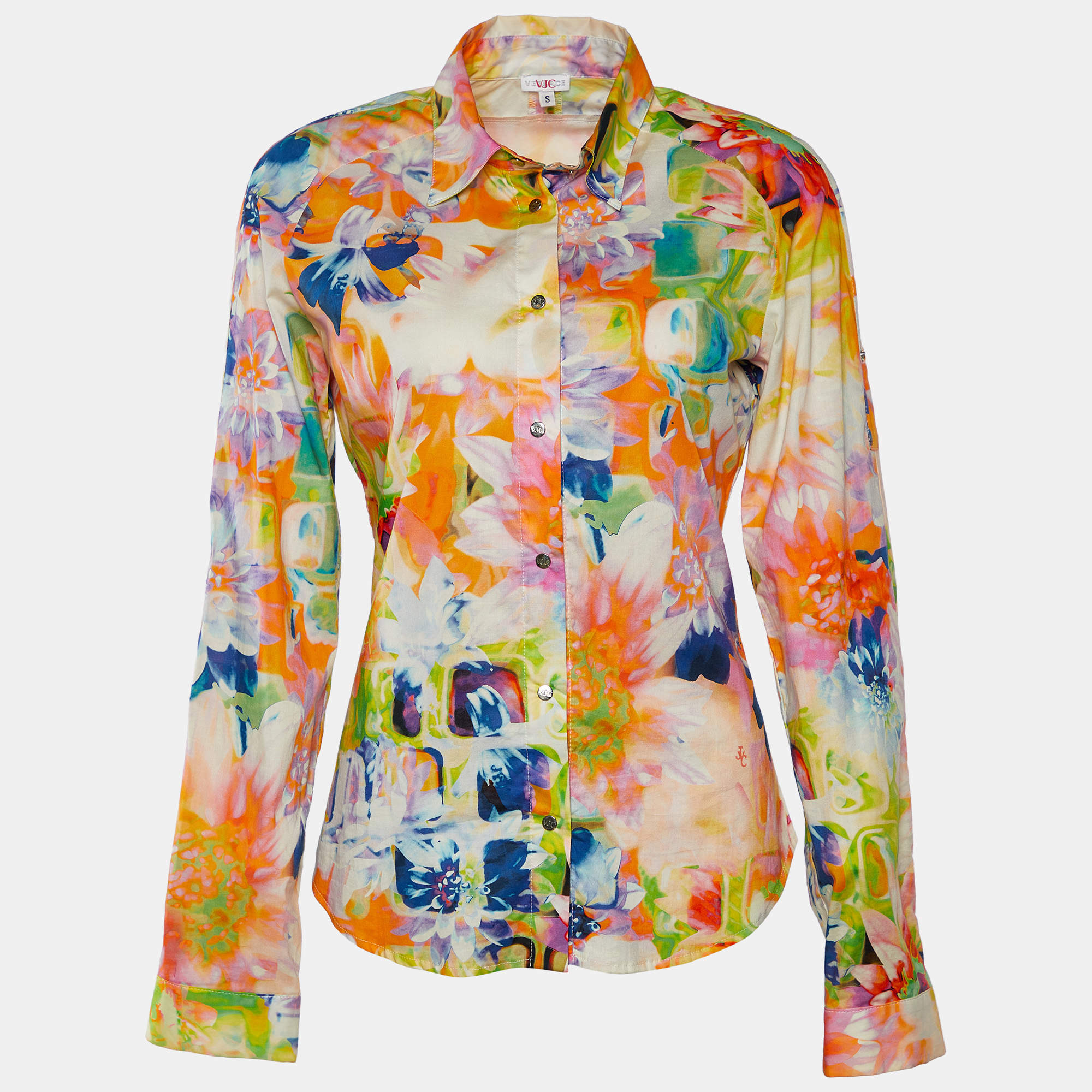 Pre Owned Versace VJC Multicolor Psychedalic Floral Printed Cotton Shirt S