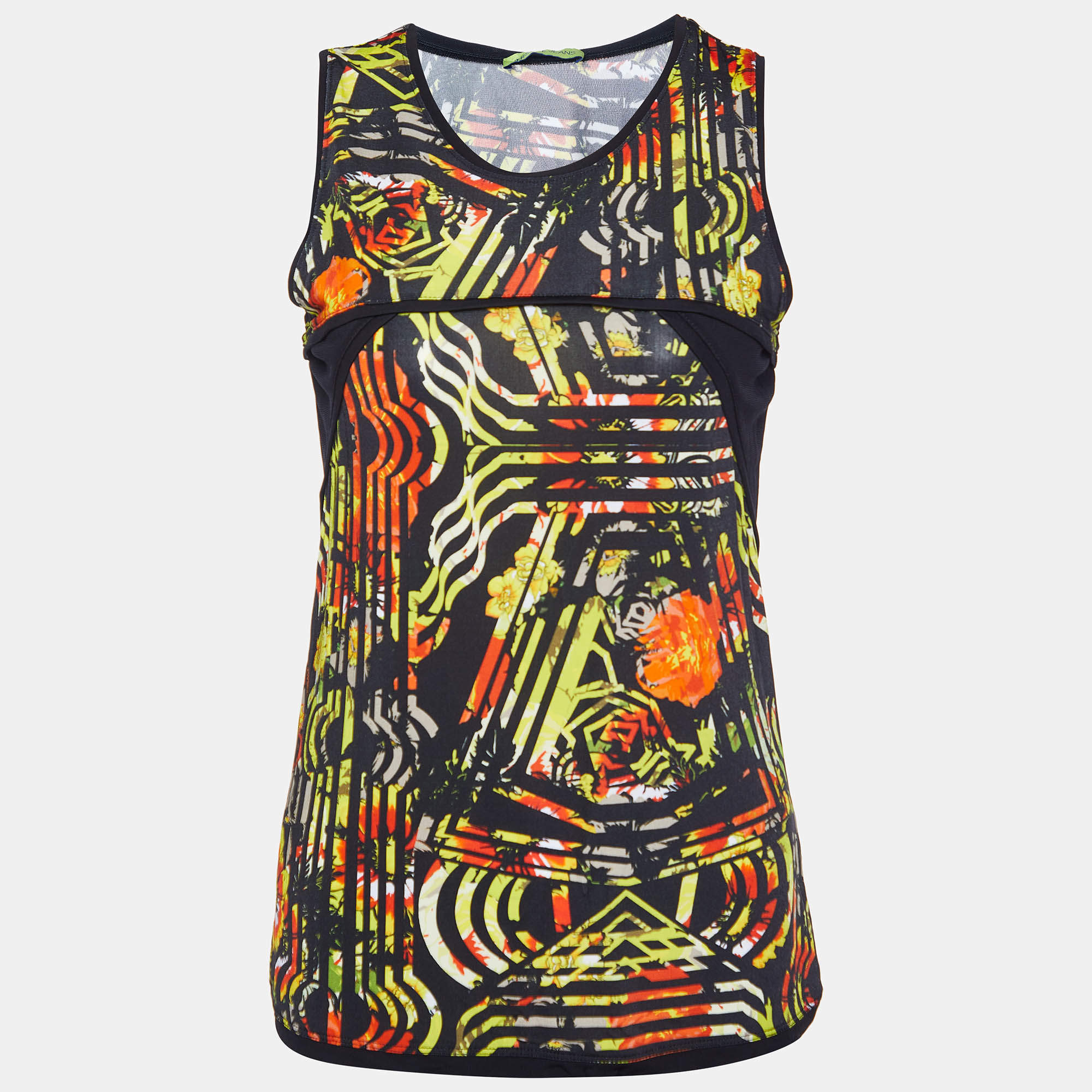 Versace Jeans Black Printed Jersey Tank Top M