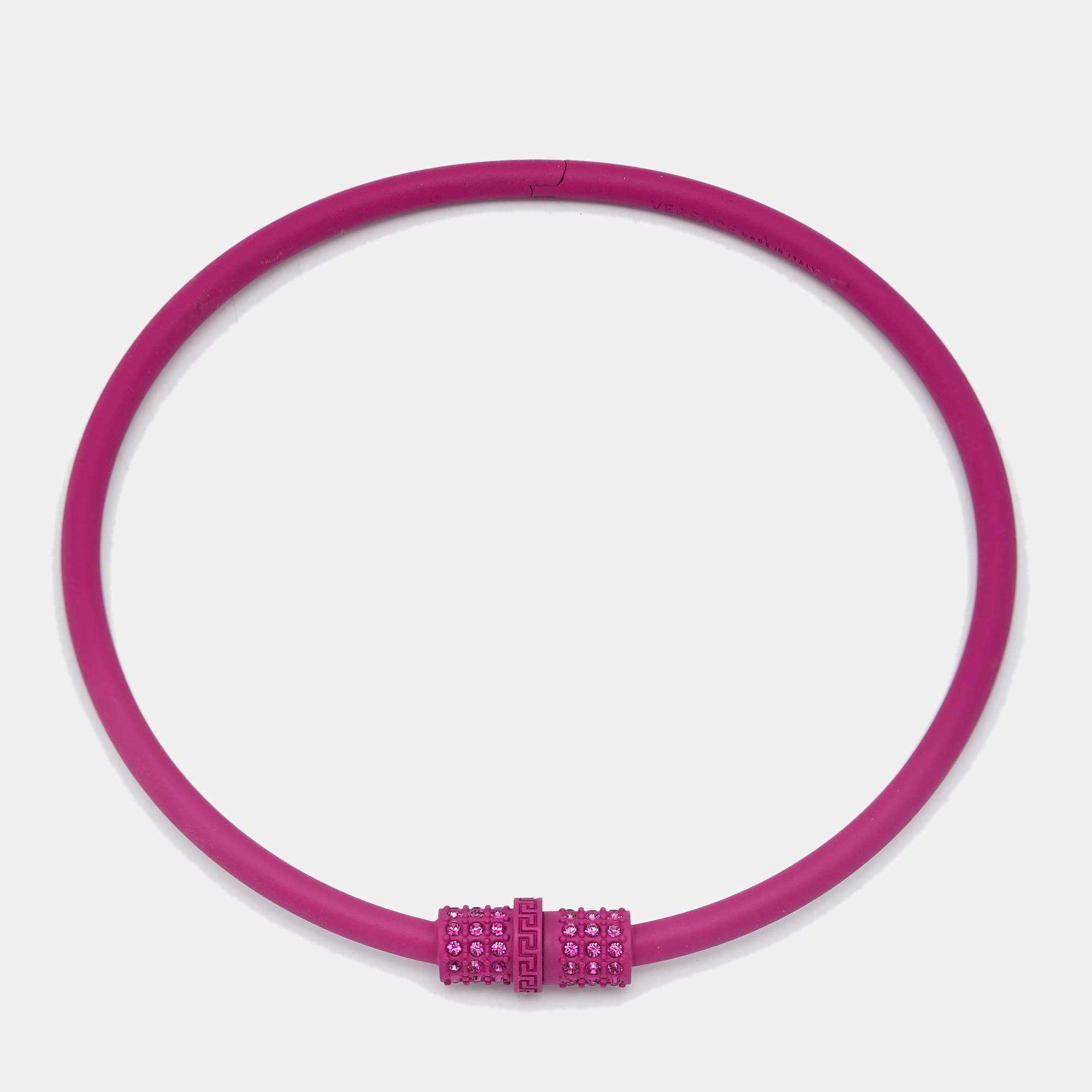 Versace Pink Metal Crystal Choker Necklace