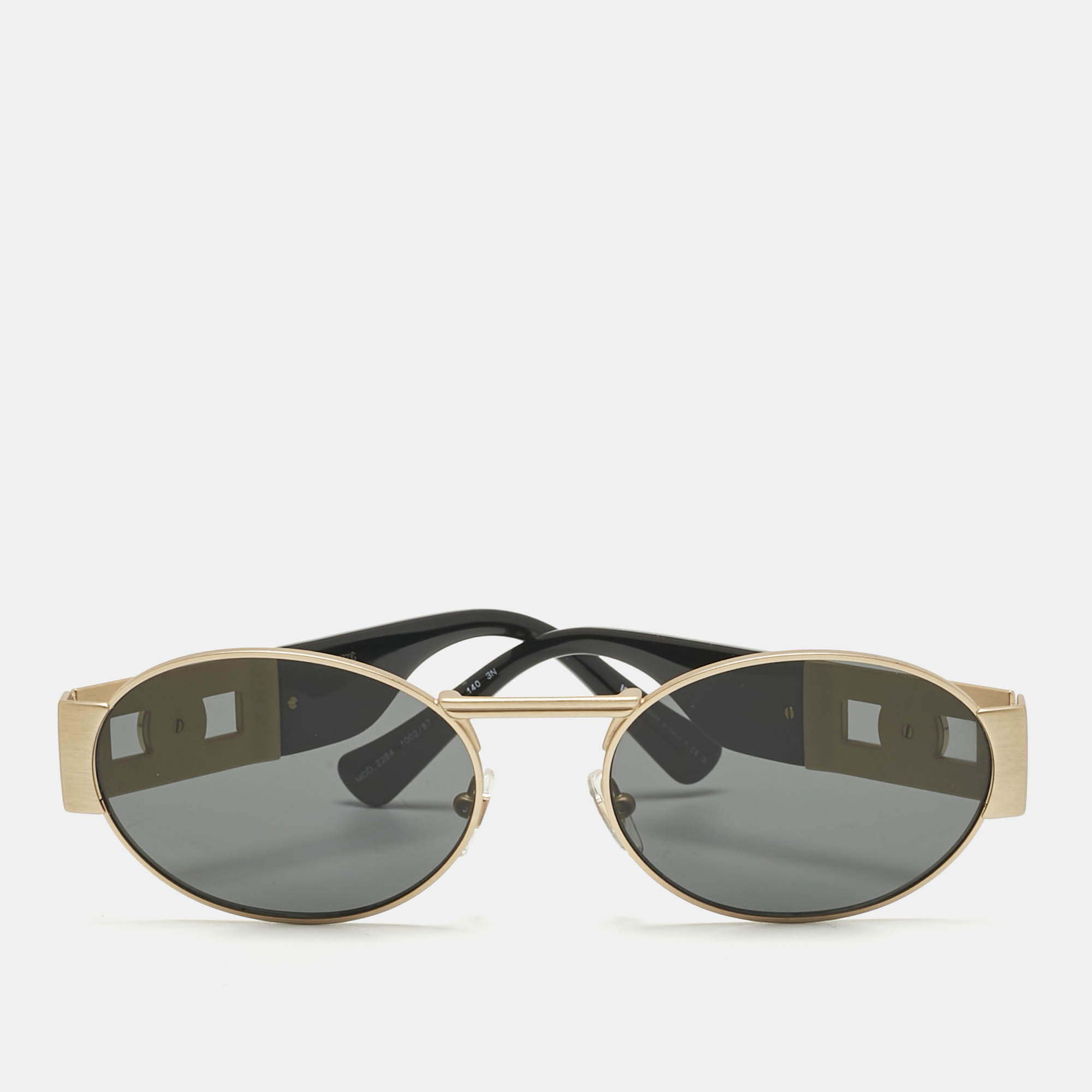 Pre Owned Versace Black/Gold Tone MOD 2264 Medusa Oval Sunglasses