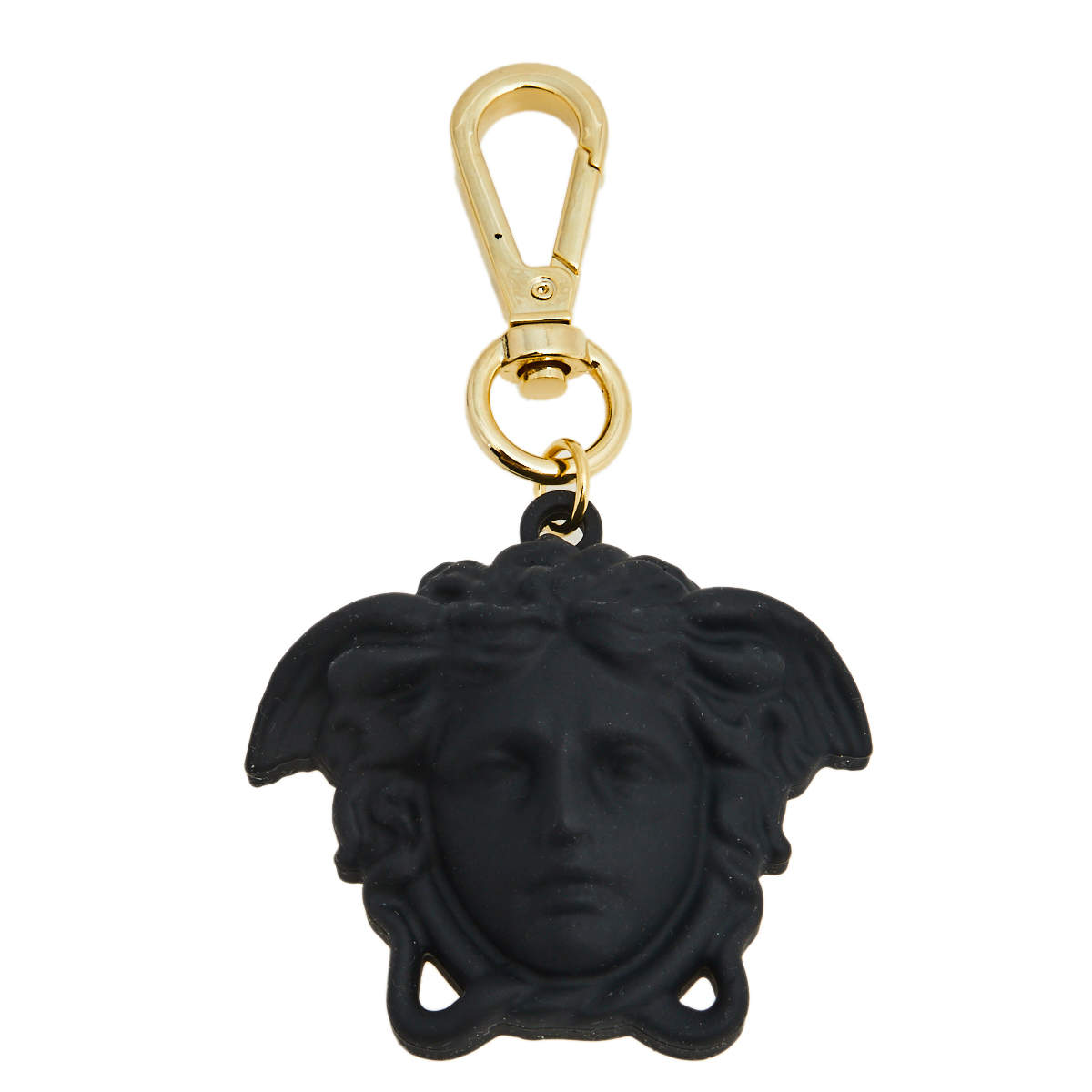 Pre Owned Versace Black La Medusa Silicone Key Chain