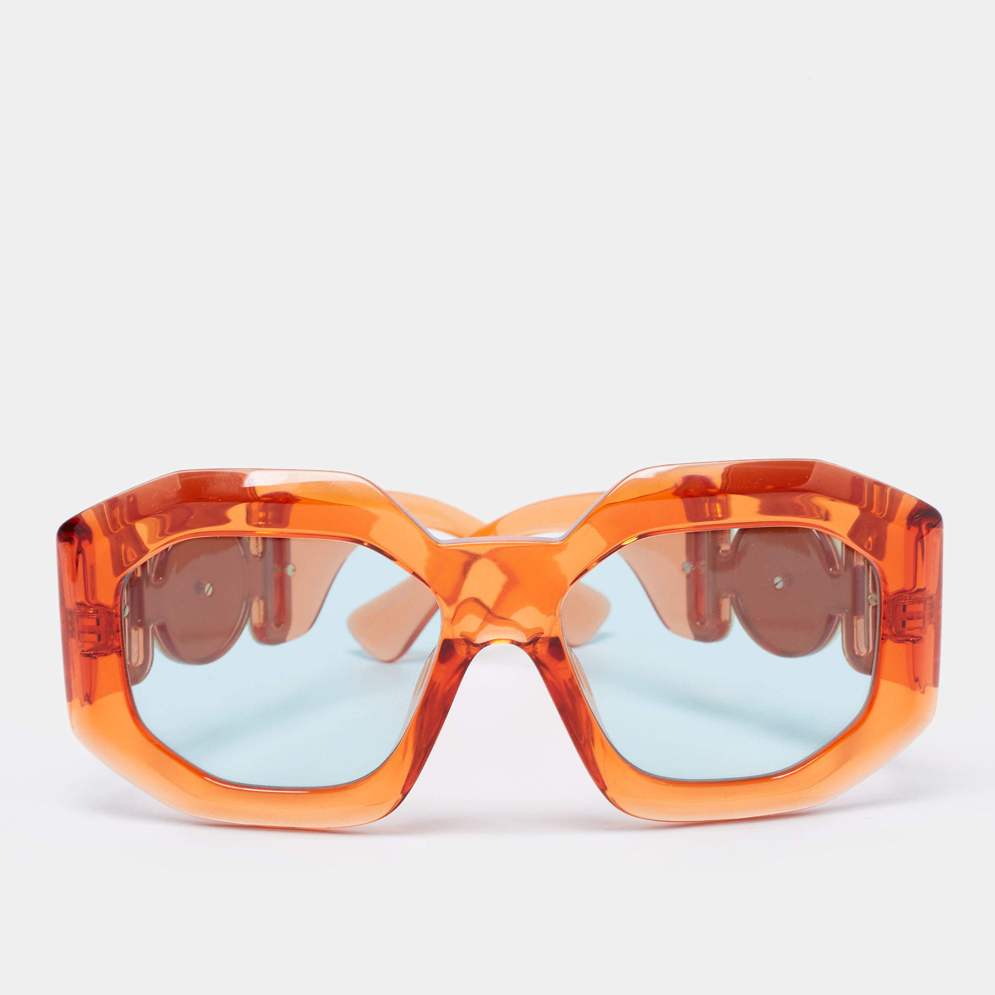 Pre Owned Versace Orange 5362/65 Medusa Biggie Rectangle Sunglasses   