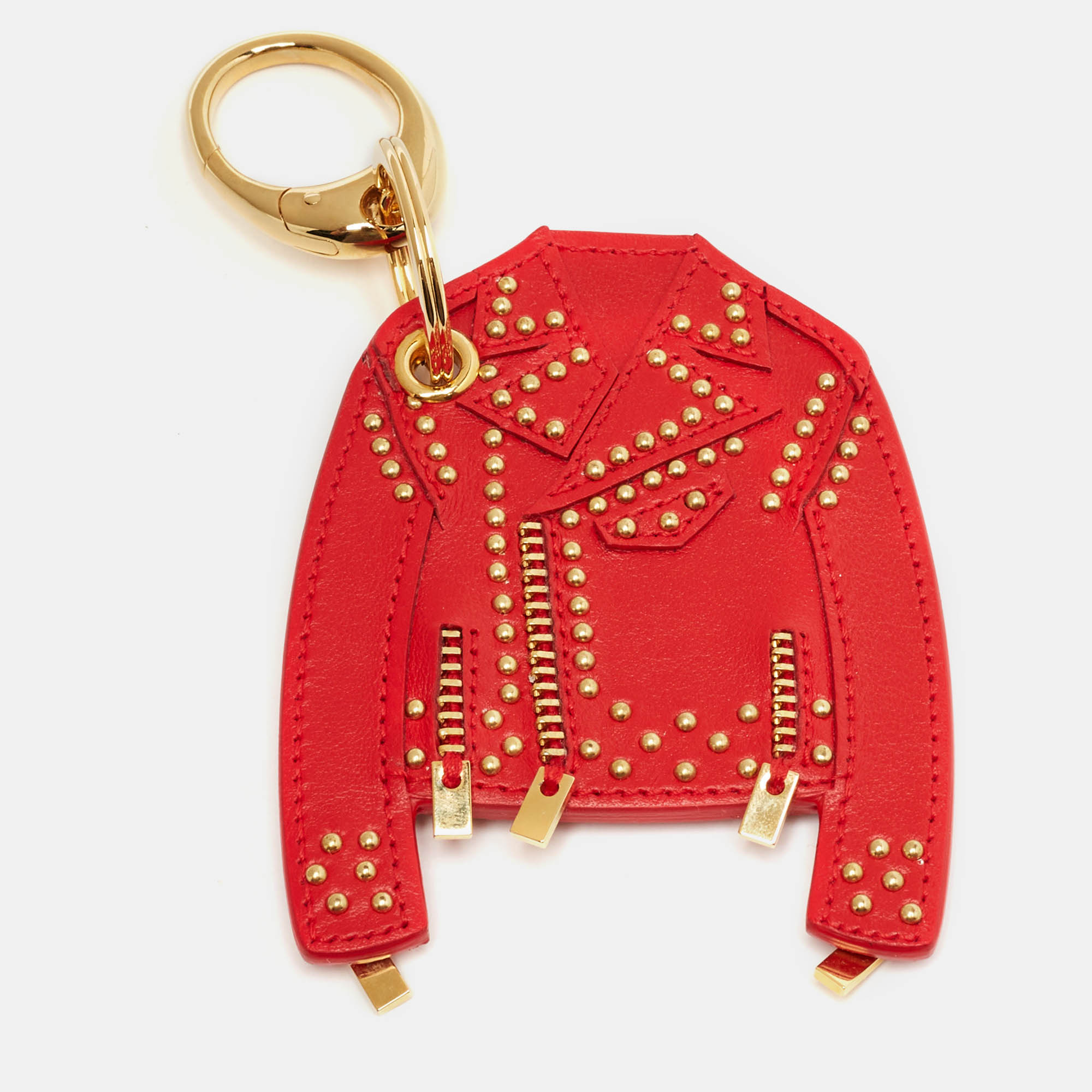 Pre Owned Versace Red Leather Jacket Keychain