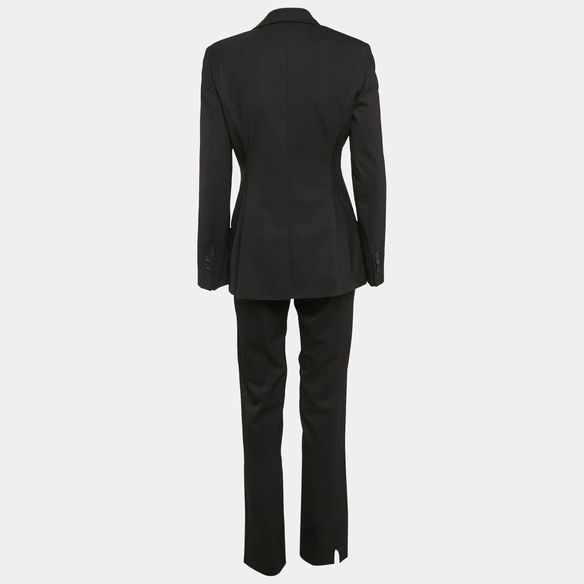 Pre Owned Versace Black Wool Blend Pants Suit S