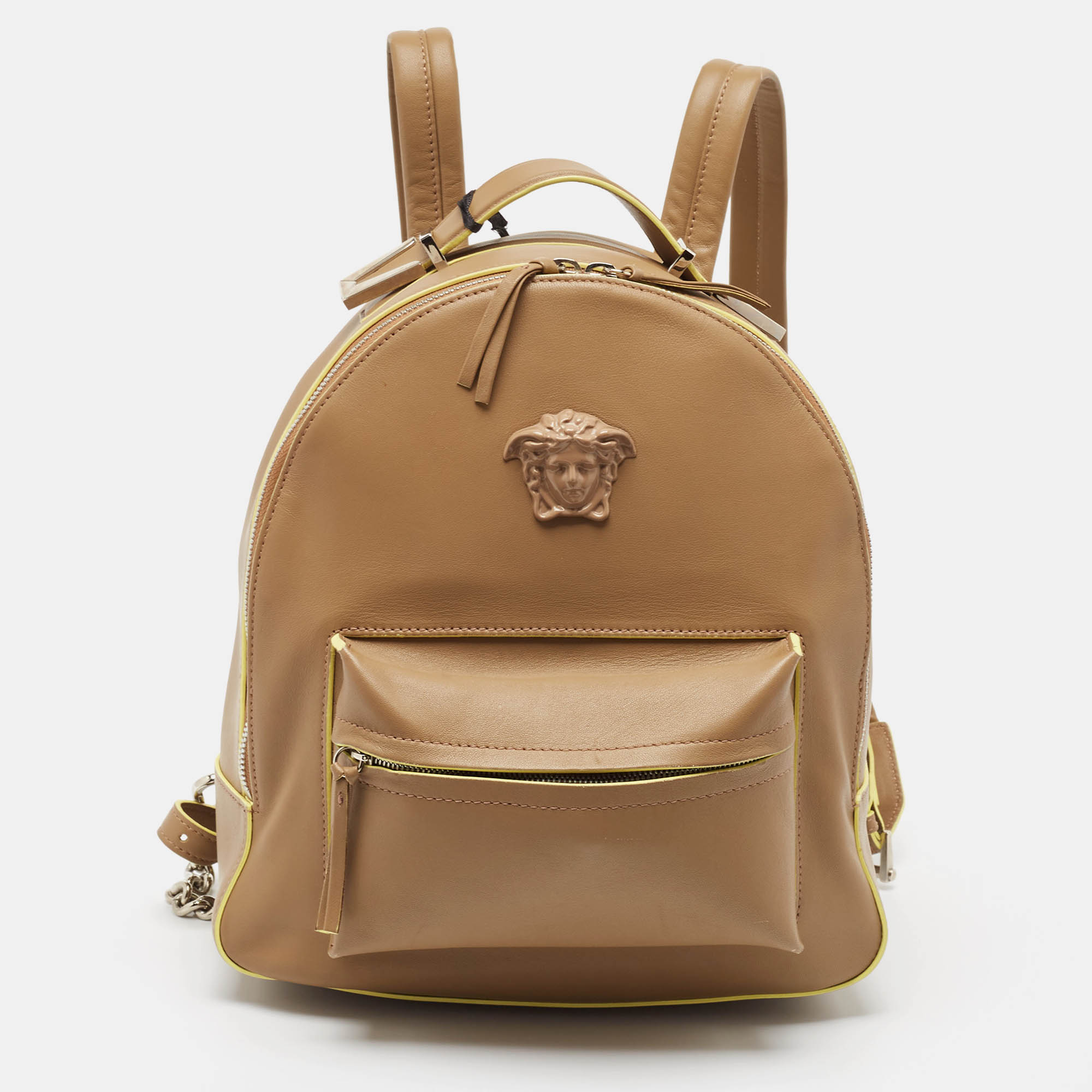 Versace Tan/Yellow Leather La Medusa Backpack