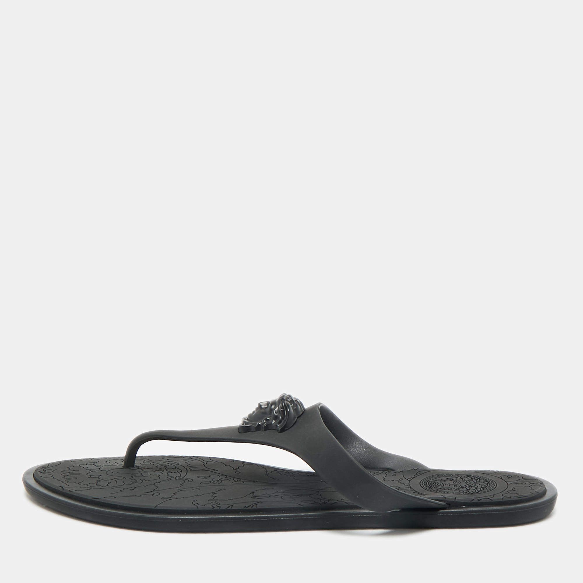 مملوكة مسبقًا صندل فيرساتشي مطاط أزرق ميدوسا لوح مسطح مقاس 38.5