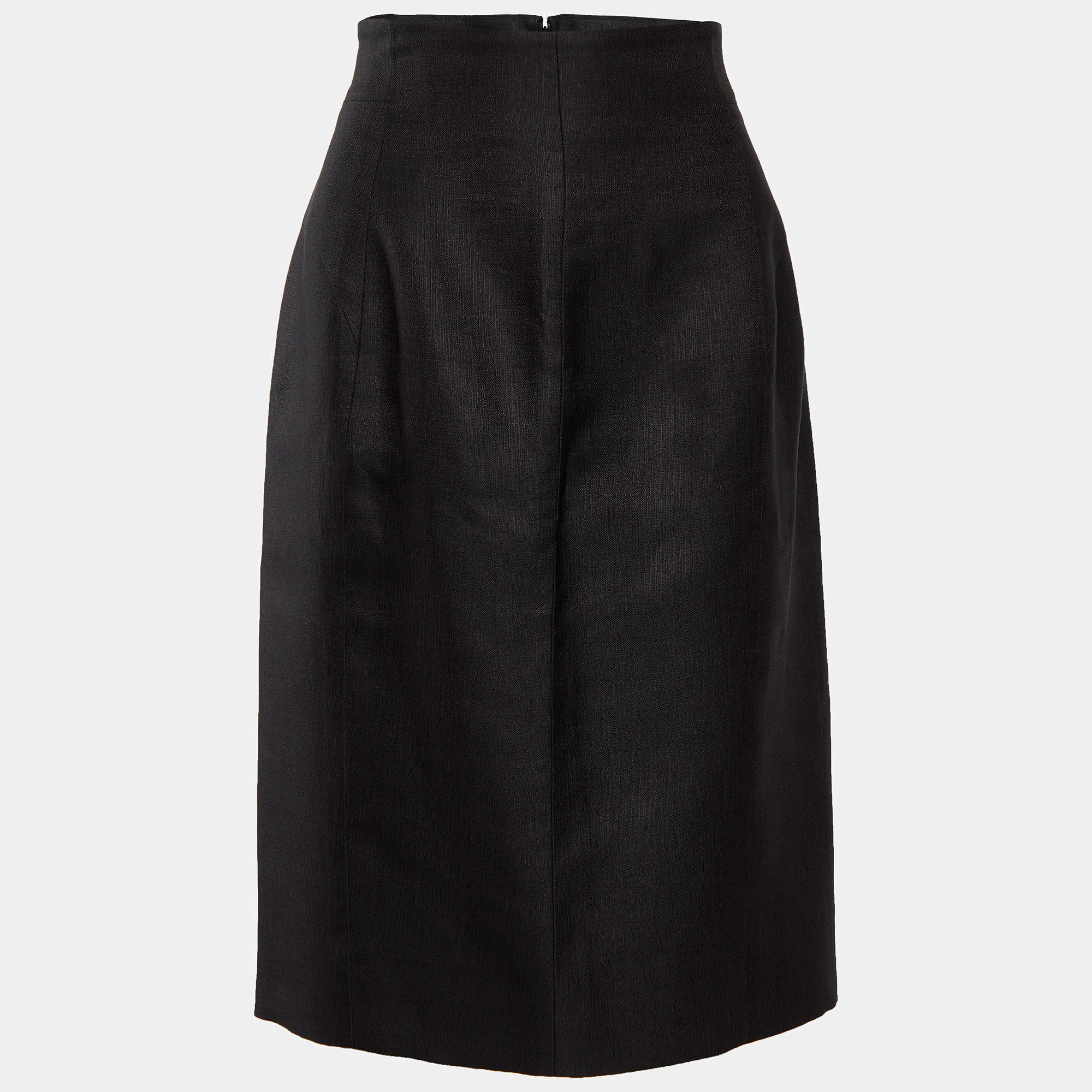 Versace Black Wool & Silk Pencil Skirt L Versace | The Luxury Closet