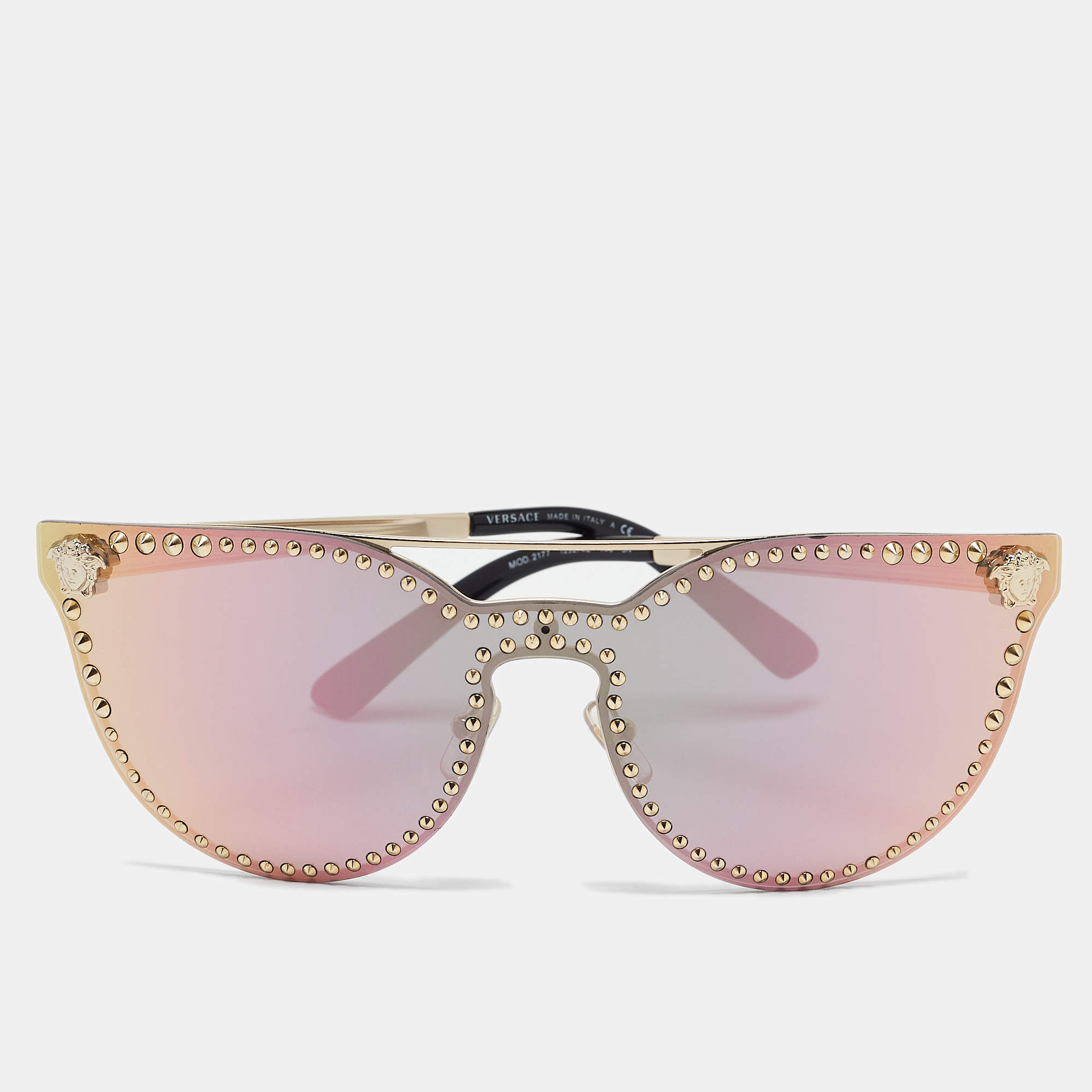 Versace Gold MOD 2177 Medusa Studded Cat Eye Sunglasses