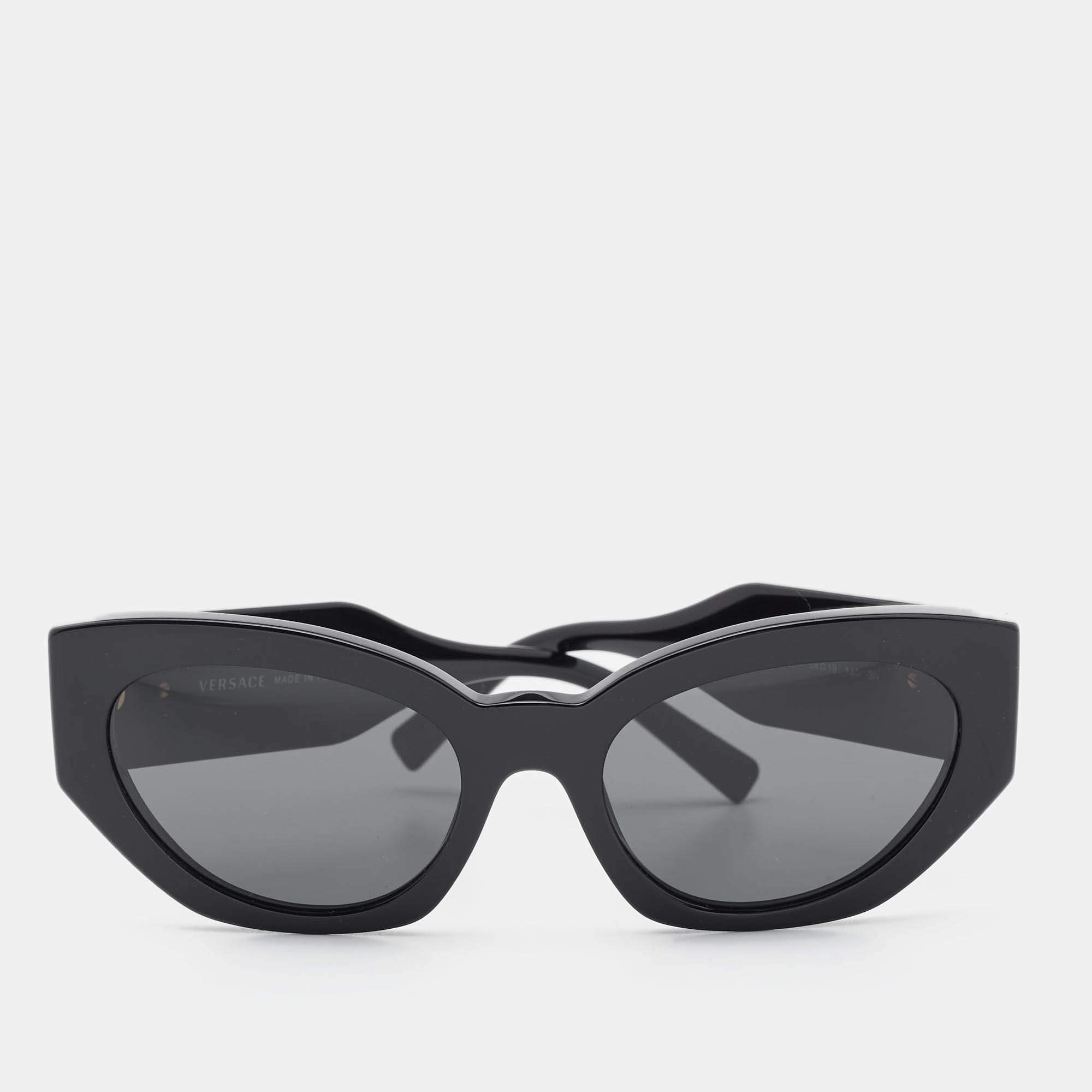 Pre Owned Versace Black MOD. 4376-B Medusa Crystals Cat Eye Sunglasses