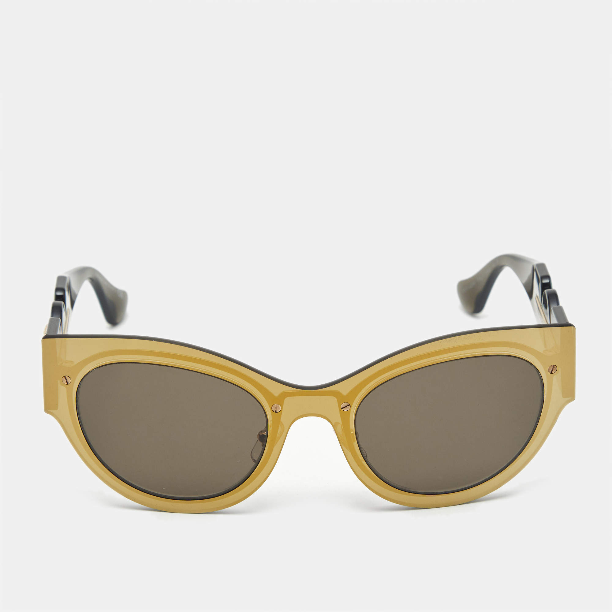 Versace Gold/Black Mirrored MOD 2234 Cat Eye Sunglasses