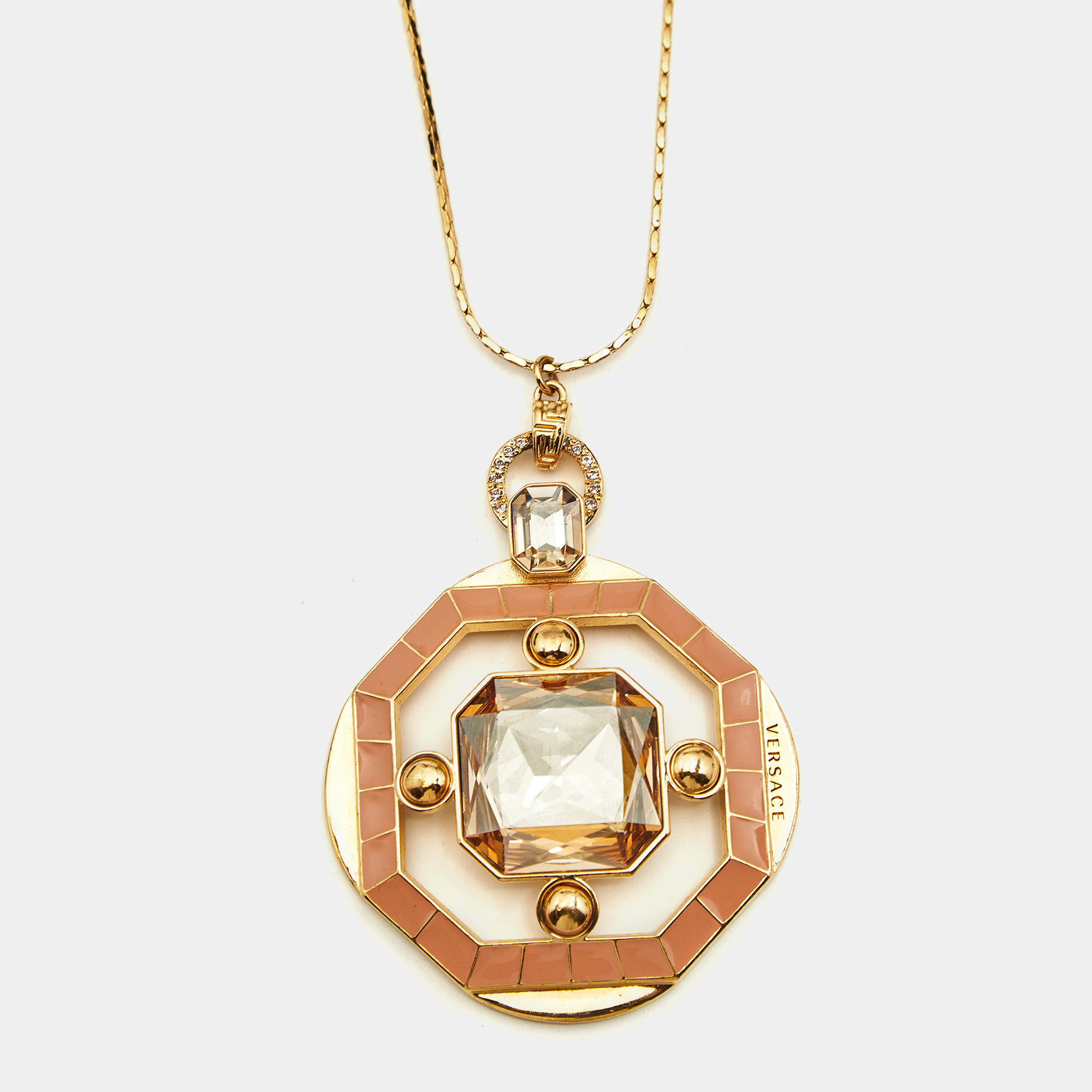 Versace Crystals Enamel Gold Tone Necklace