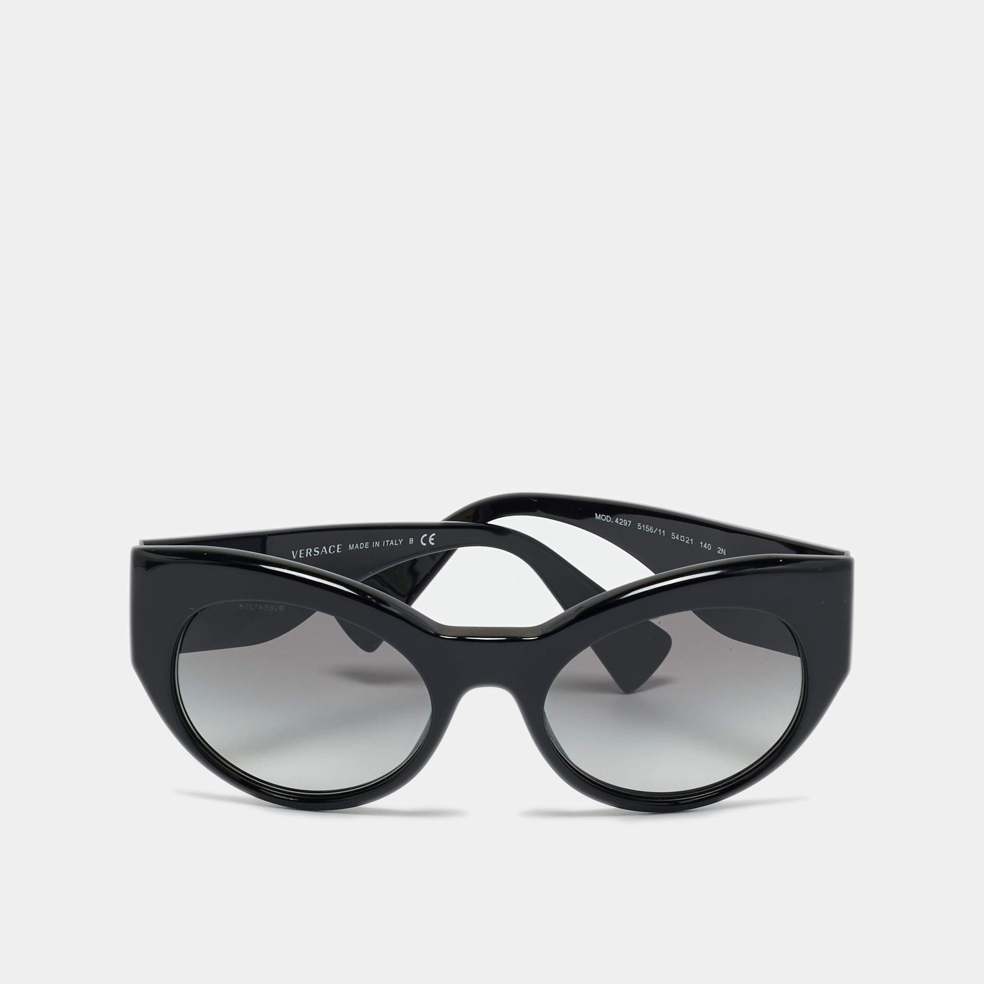 Pre Owned Versace Black/Gold Gradient MOD 4297 Medusa Cat Eye Sunglasses