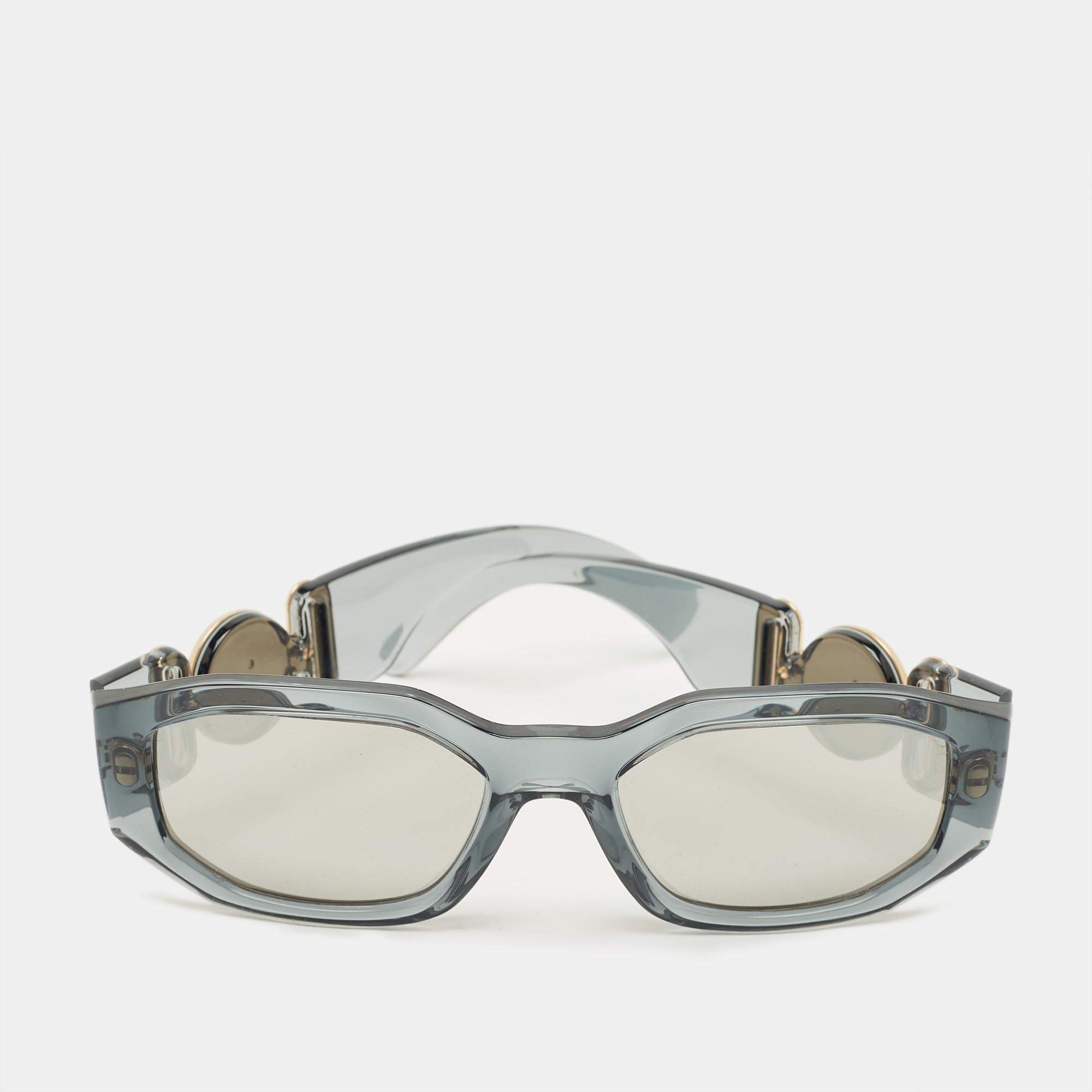 Pre Owned نظارة شمسية فيرساتشي Mod 4361 ميدوسا بيجي مستطيلة رمادية