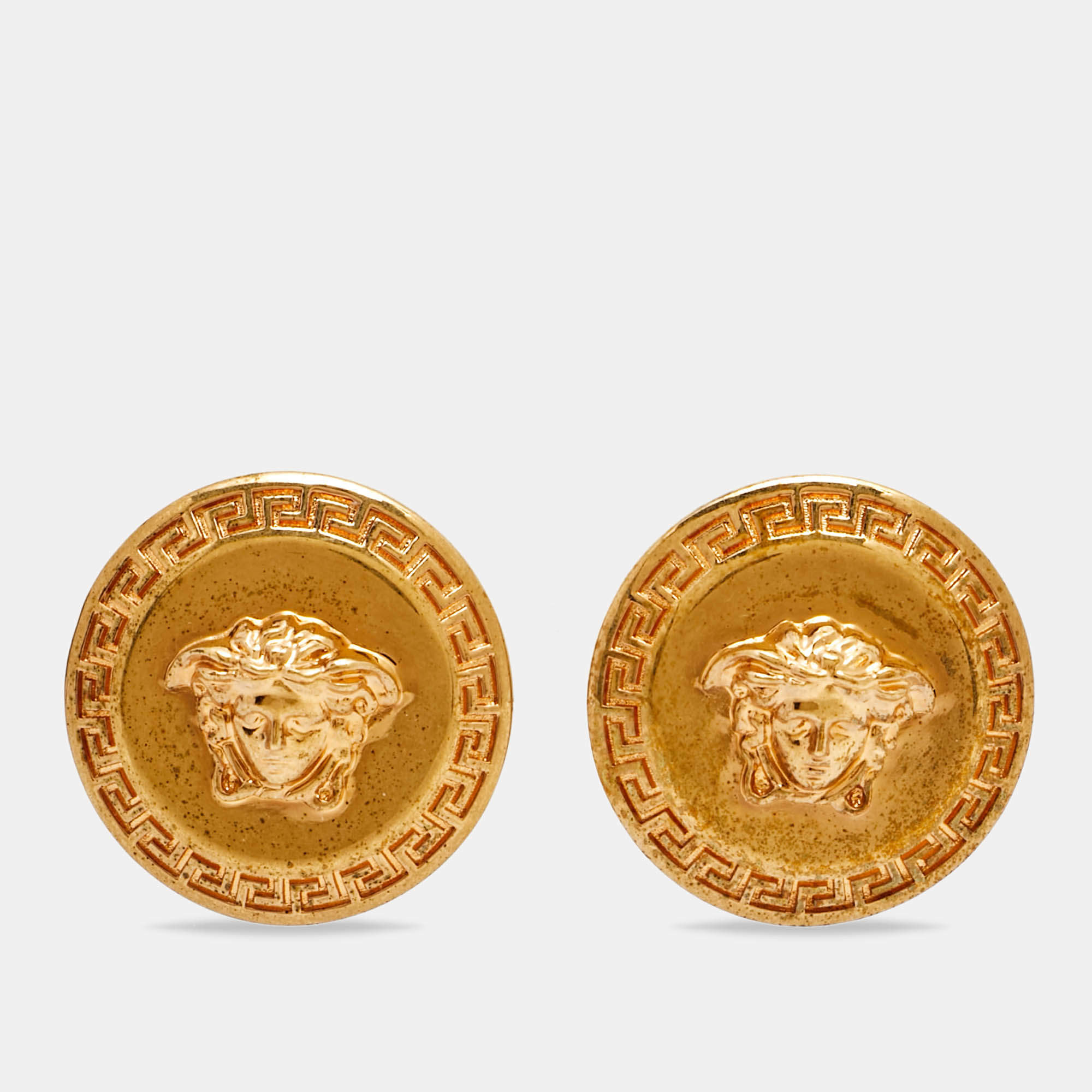 مملوكة مس بقًا Versace Medusa Gold Tone Earrings