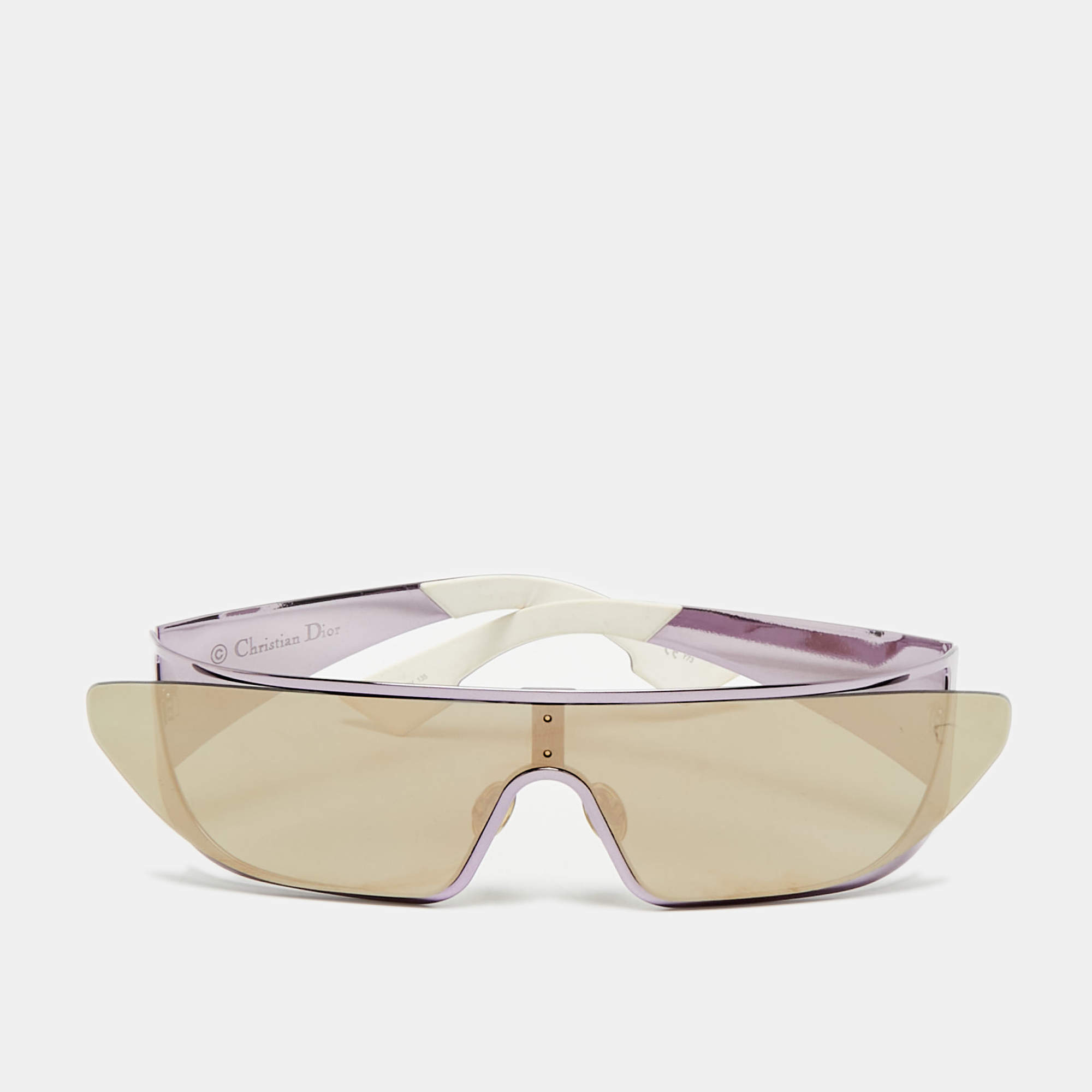 مملوكة مسبقًا Versace Silver/Purple Mirrored A10QV Rihanna Shield Sunglasses