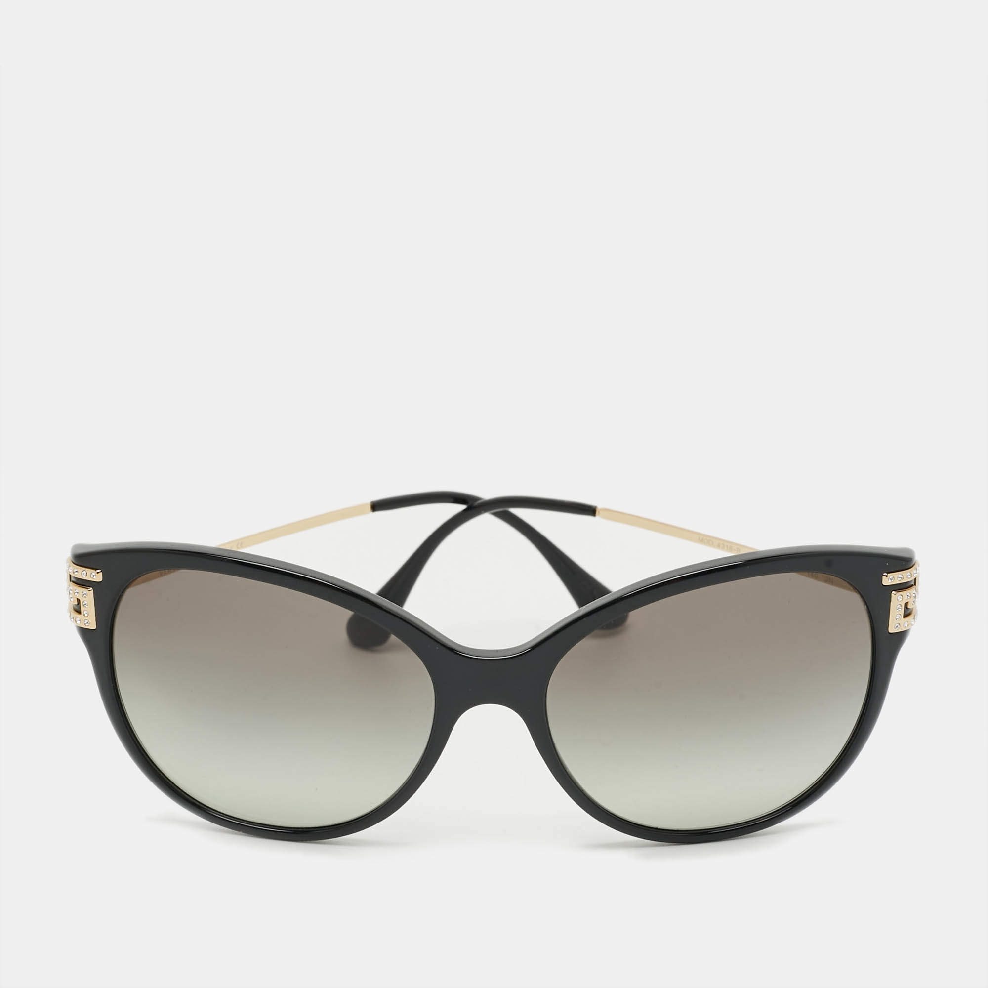 Pre Owned Versace Black MOD 4316 B Crystal Cat Eye Sunglasses