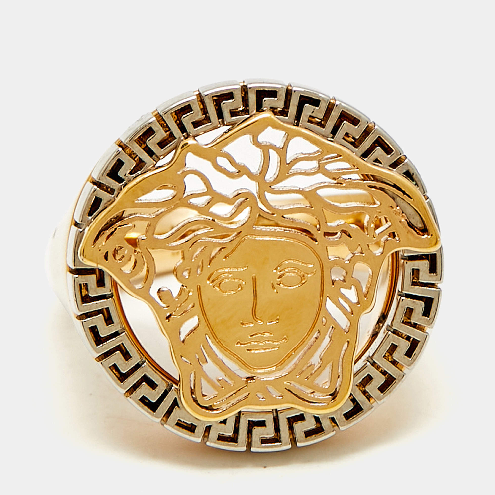 Kasia Vuorienen Versace Medusa Greca Gold Tone Hoop Earrings