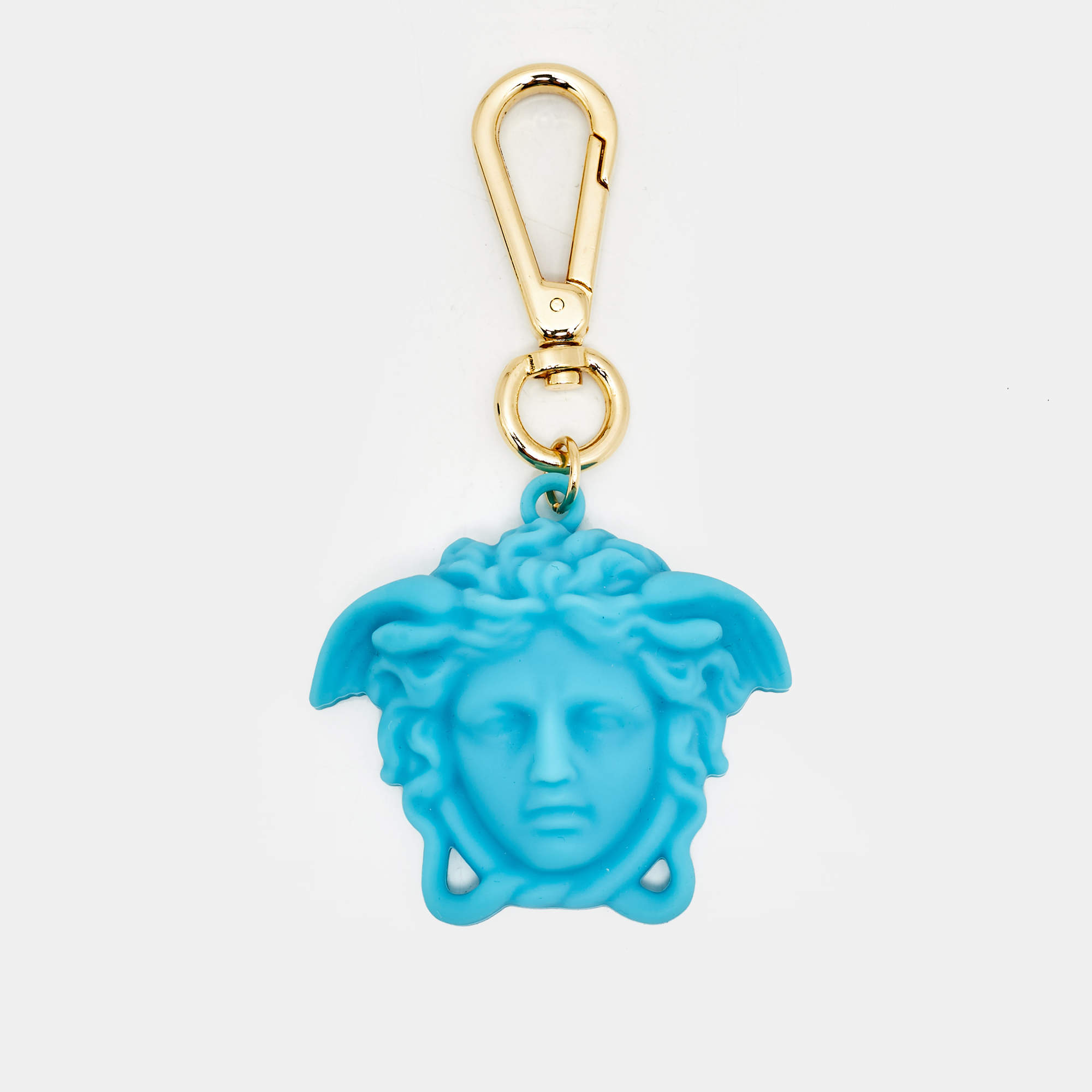 Pre Owned Versace Medusa Rubber Gold Tone Bag Charm